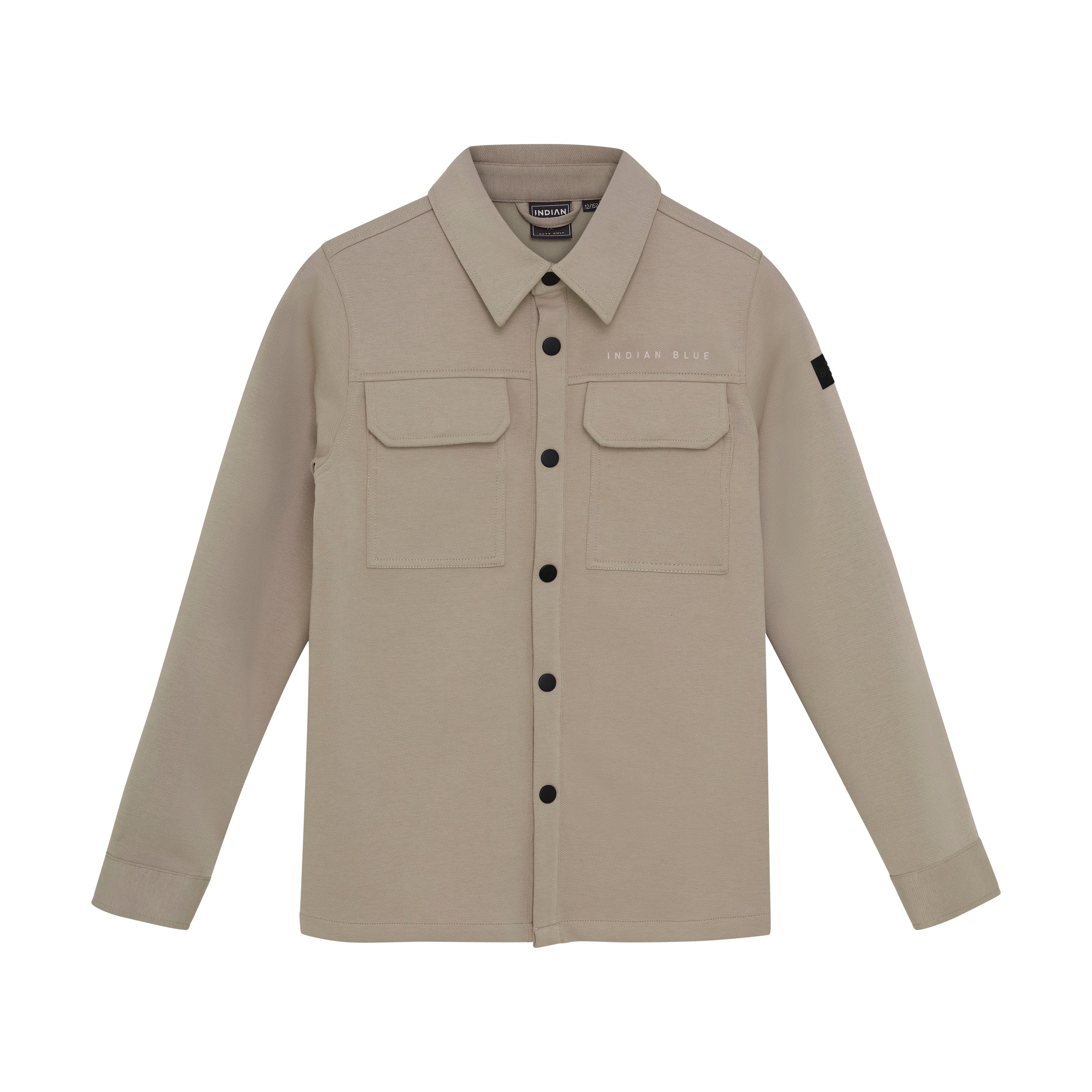 Jongens Shirt Jack Twill Stretch Print van Indian Blue Jeans in de kleur Timber Wolf in maat 176.