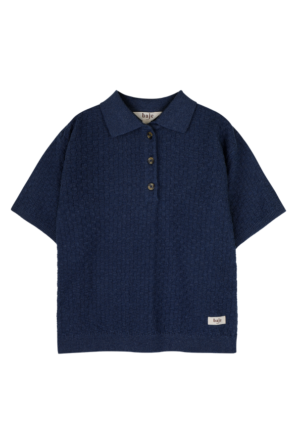 Jongens Polo SS Milo van Baje Studio in de kleur Blue dark in maat 134-140.