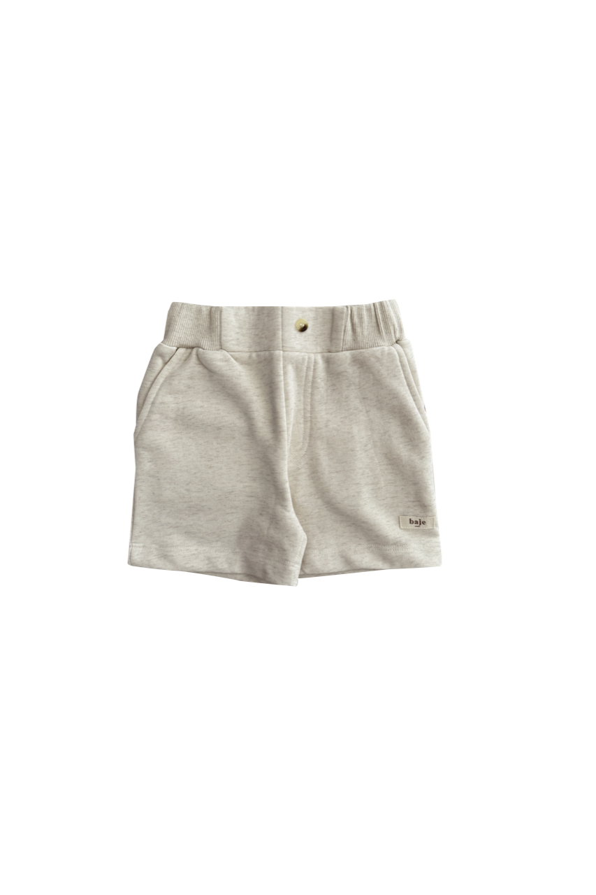 Jongens Shorts Azuel van Baje Studio in de kleur Creme melange in maat 134-140.