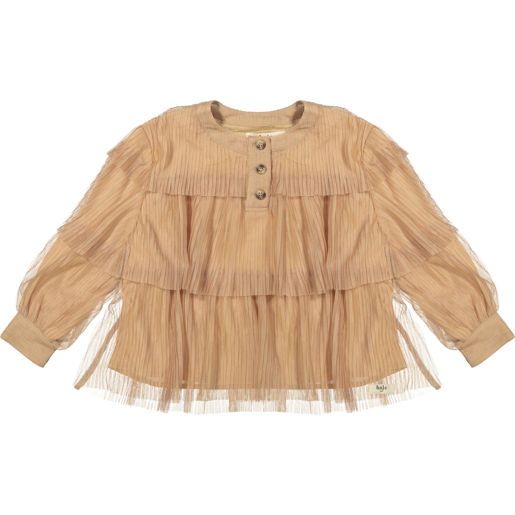 Meisjes Blouse Longsleeve Meyrin van Baje Studio in de kleur Sand desert in maat 134-140.