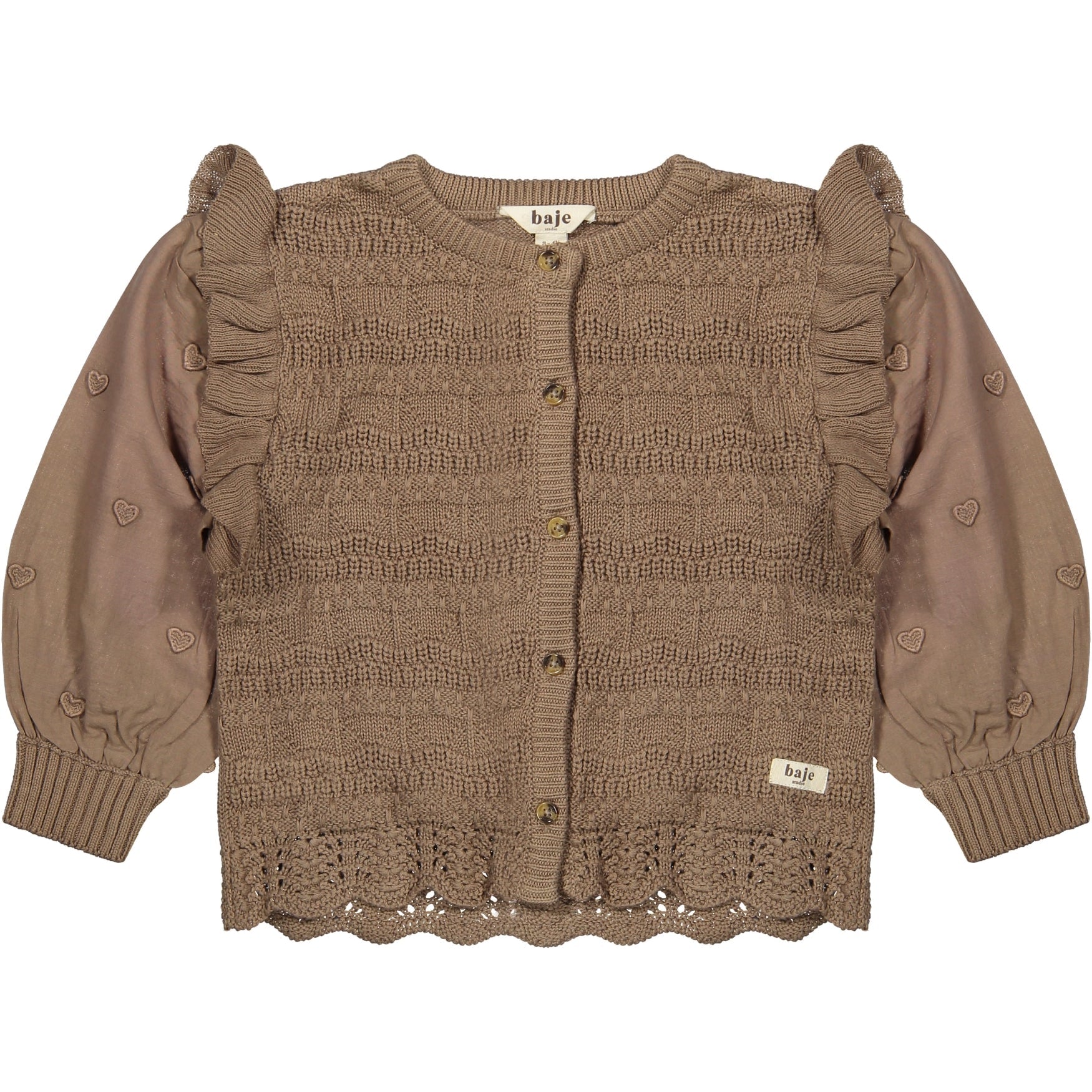 Meisjes Cardigan Morgins van Baje Studio in de kleur Brown cacao in maat 134-140.