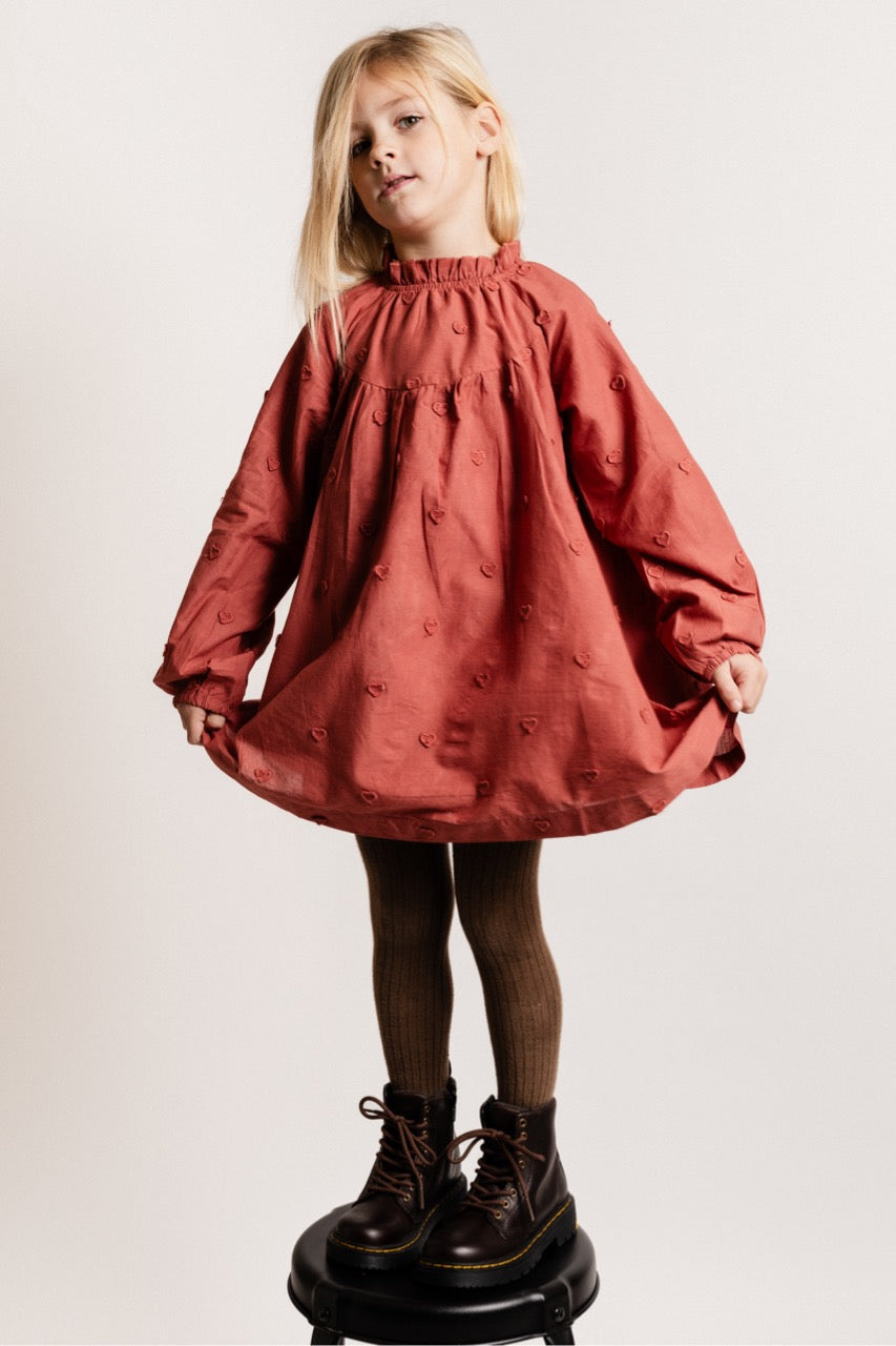 Meisjes Dress Longsleeve Layoux van Baje Studio in de kleur Red maroon in maat 134-140.