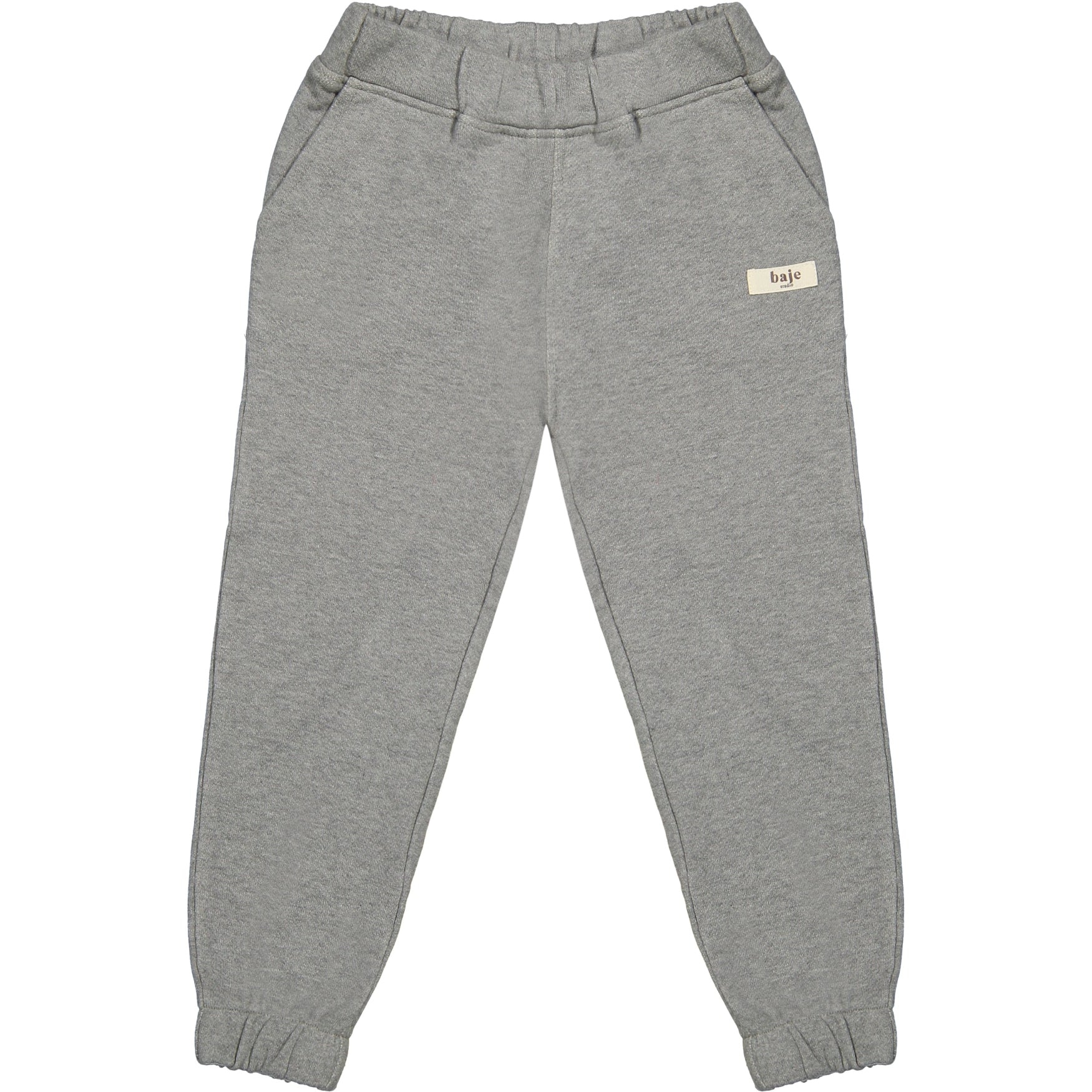 Jongens Sweatpants Moudon van Baje Studio in de kleur Grey melange in maat 134-140.