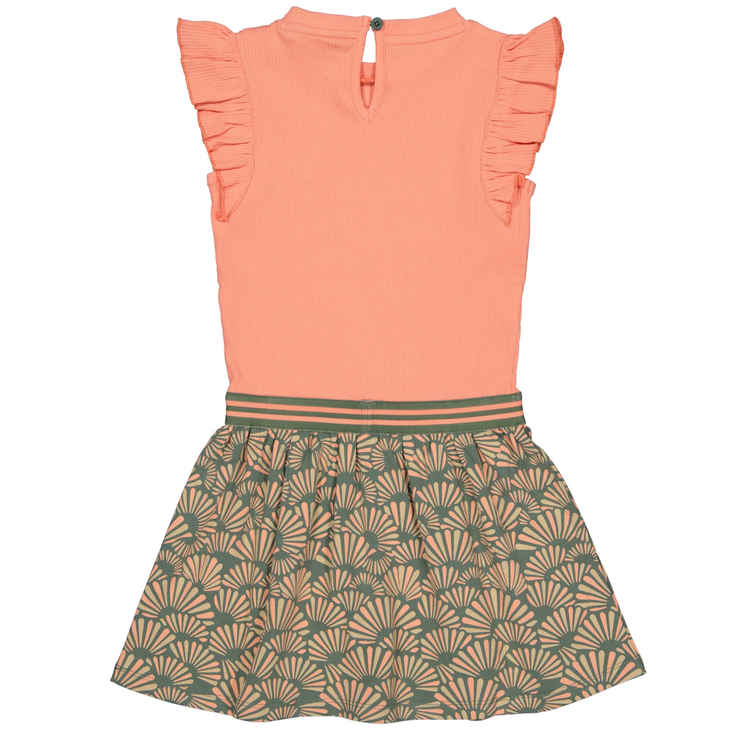 Meisjes Dress BABSQS241 van Quapi in de kleur AOP Green Graphic in maat 122-128.