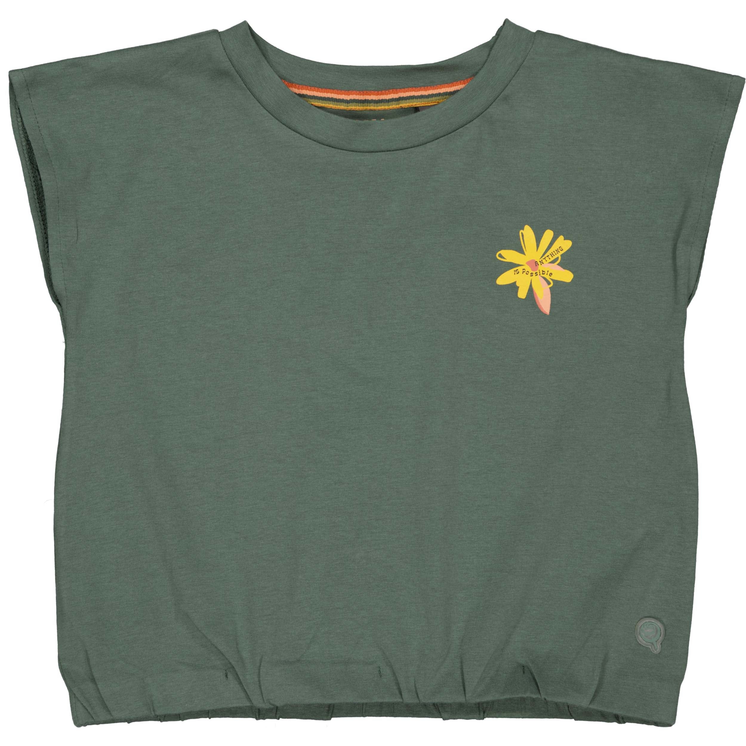 Meisjes Cropped Top BEERTJEQS241 van Quapi in de kleur Dark Green in maat 122-128.