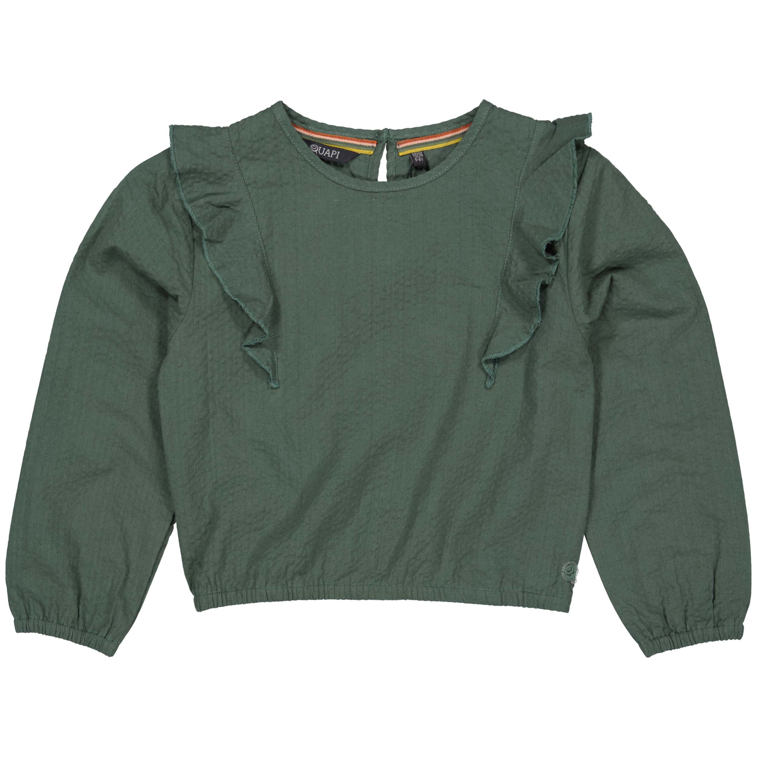 Meisjes Blouse BENTEQS241 van Quapi in de kleur Dark Green in maat 122-128.