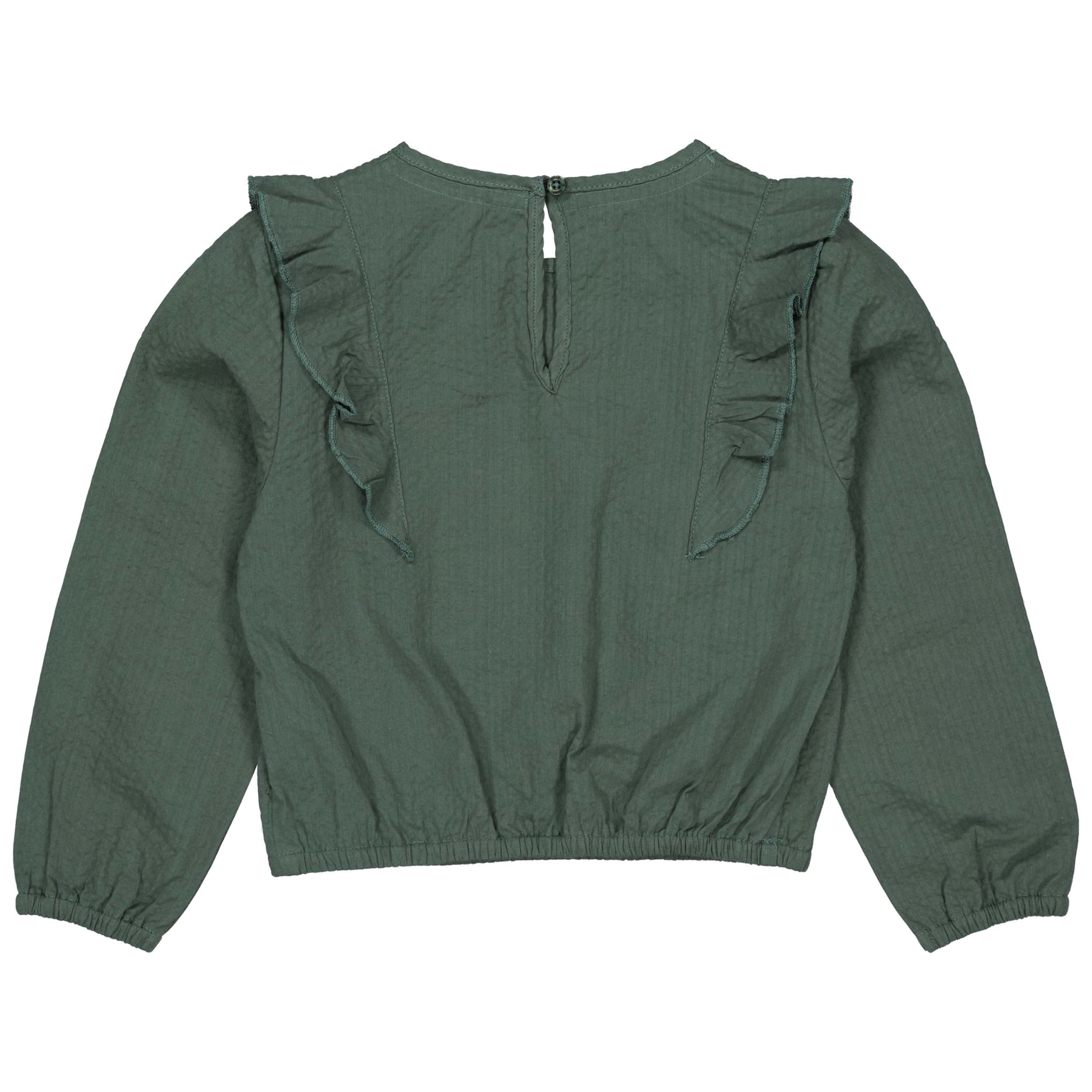 Meisjes Blouse BENTEQS241 van Quapi in de kleur Dark Green in maat 122-128.