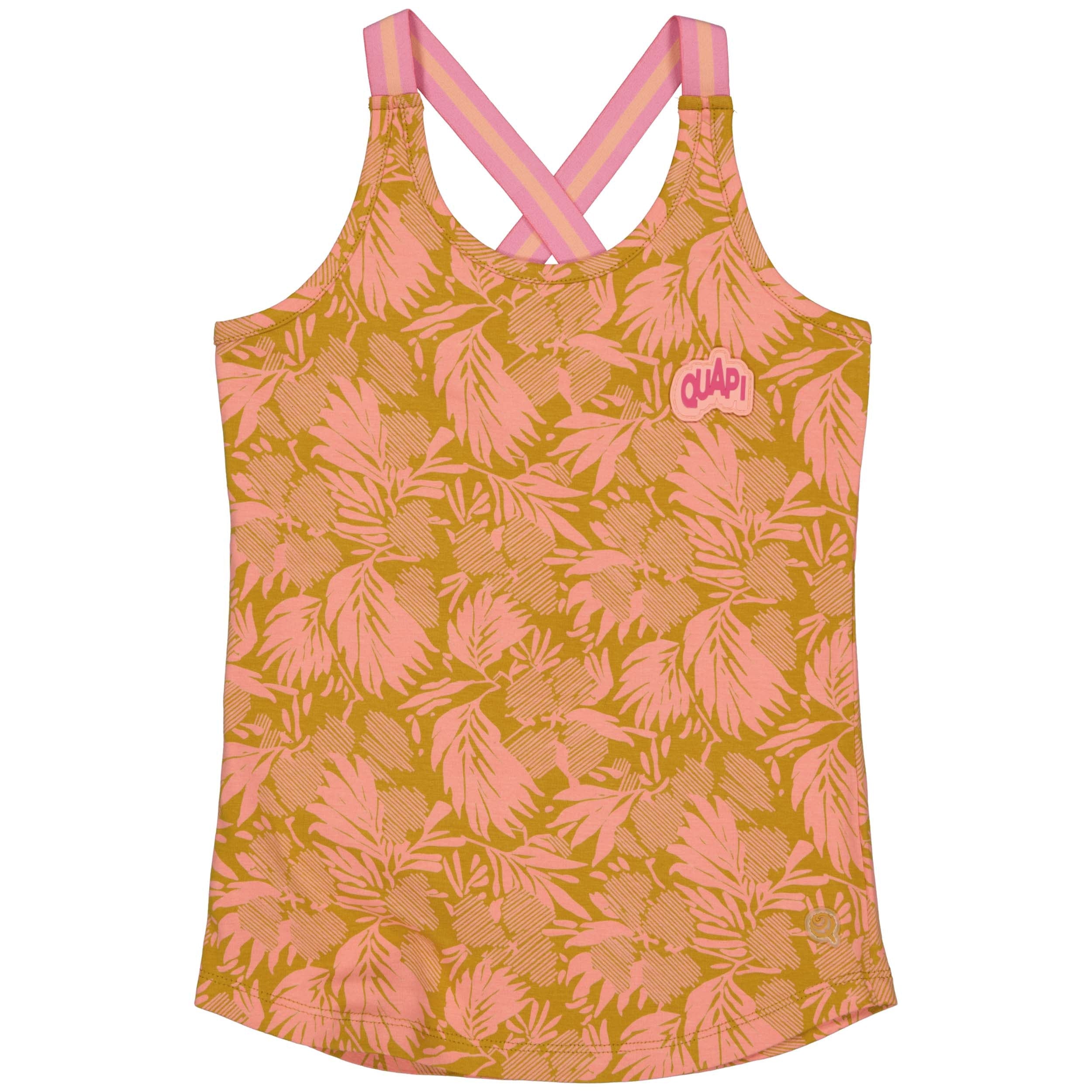 Meisjes Singlet BIRTHEQS242 van Quapi in de kleur AOP Pink Leaves in maat 122-128.