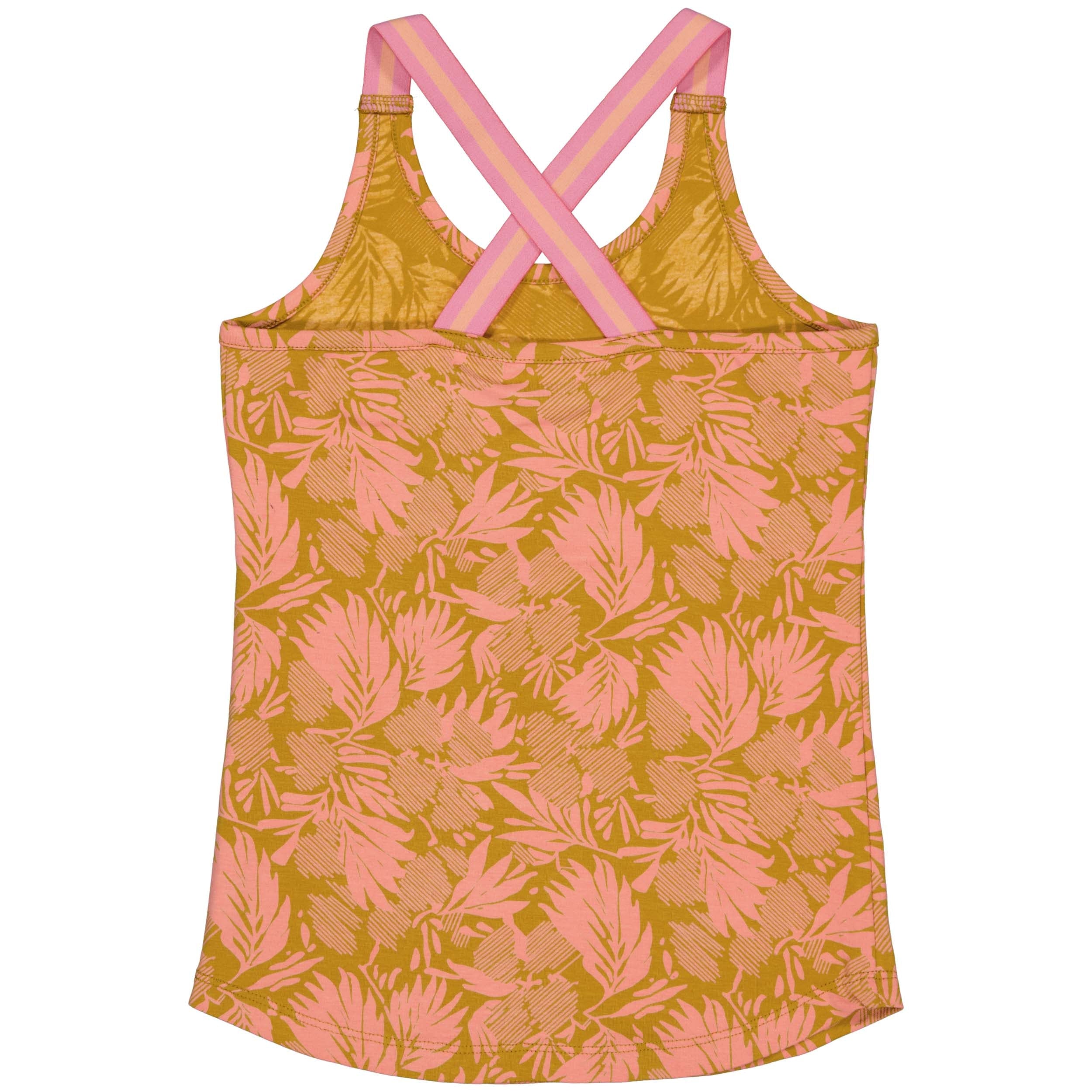 Meisjes Singlet BIRTHEQS242 van Quapi in de kleur AOP Pink Leaves in maat 122-128.