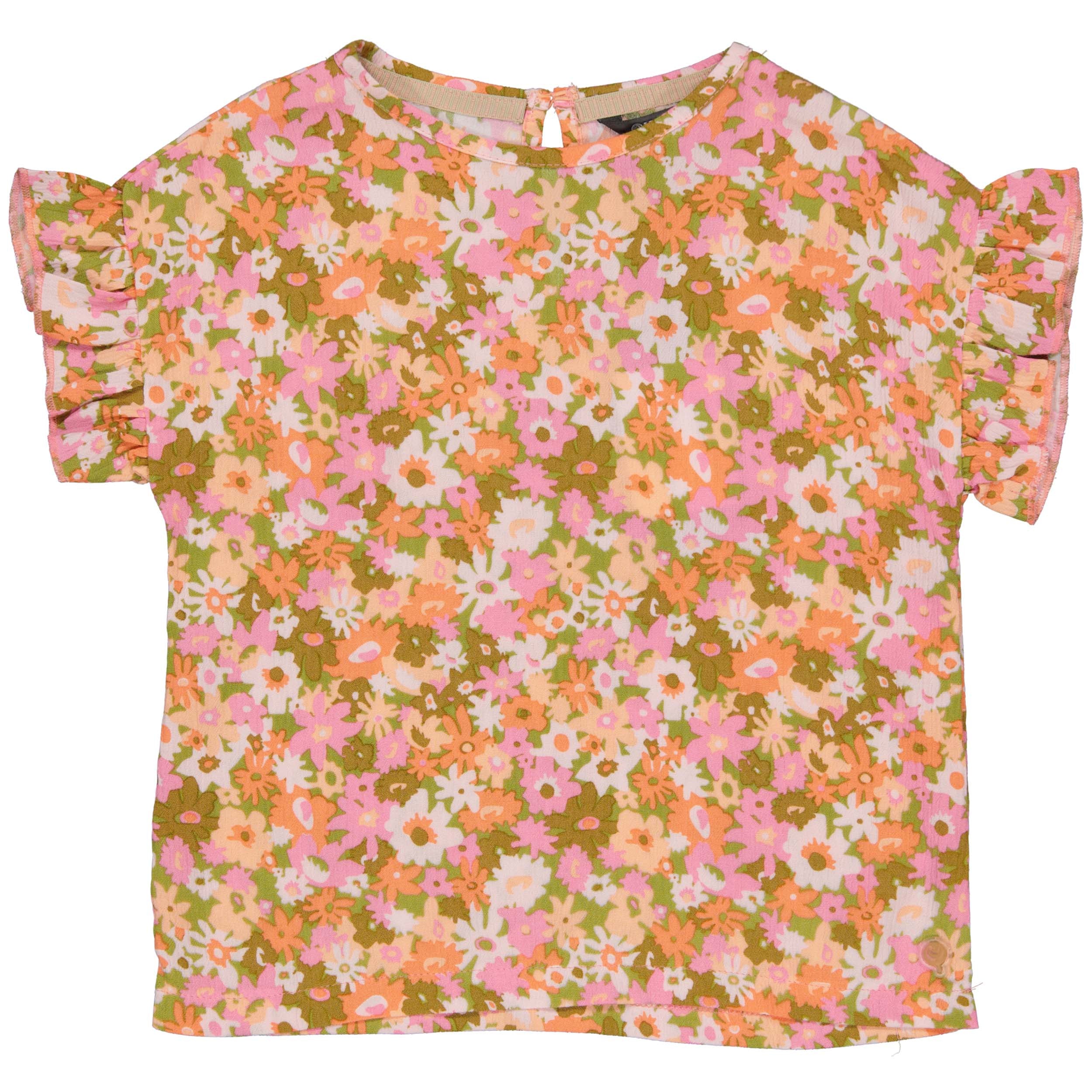Meisjes Blouse BODEEQS242 van Quapi in de kleur AOP Pink Flower in maat 122-128.