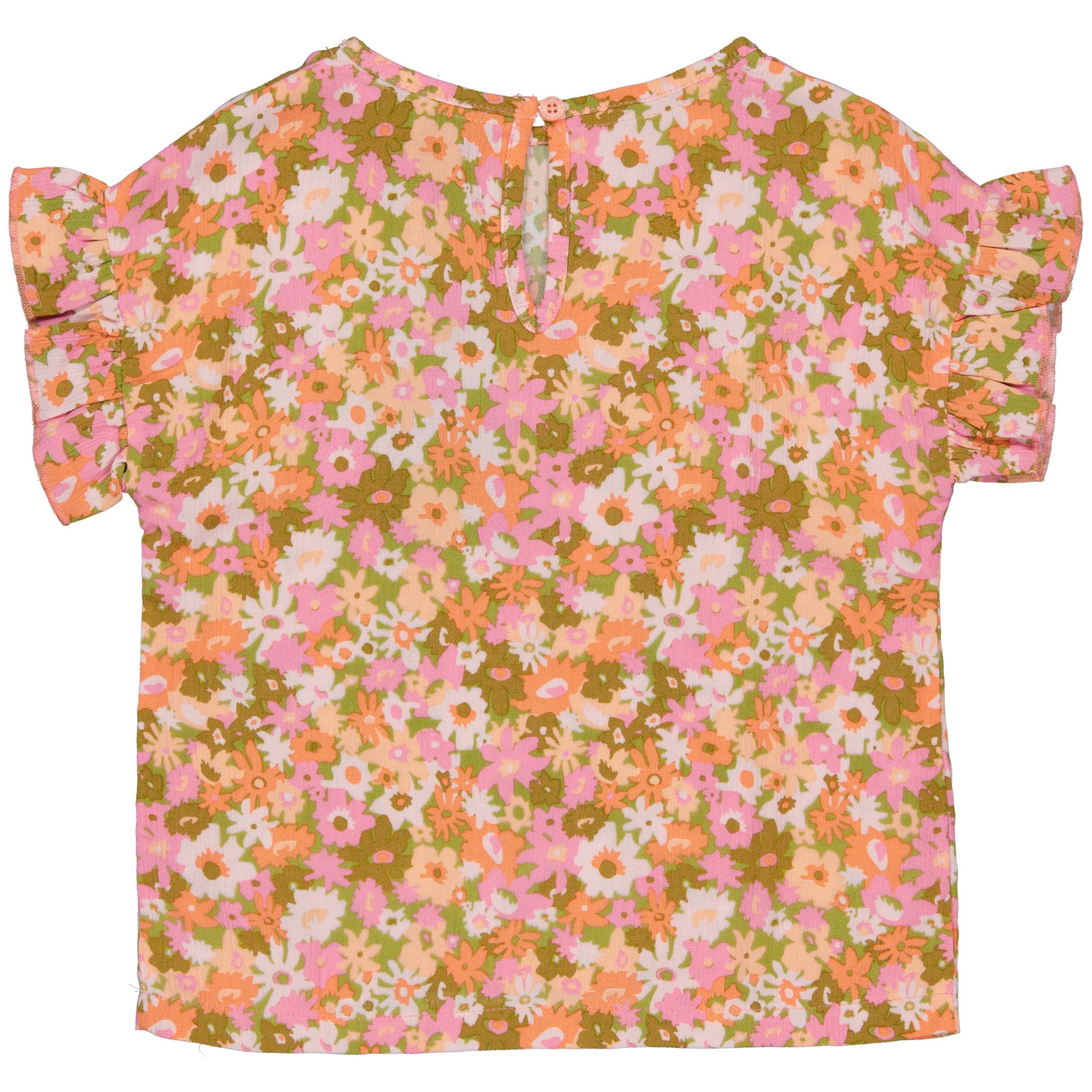 Meisjes Blouse BODEEQS242 van Quapi in de kleur AOP Pink Flower in maat 122-128.