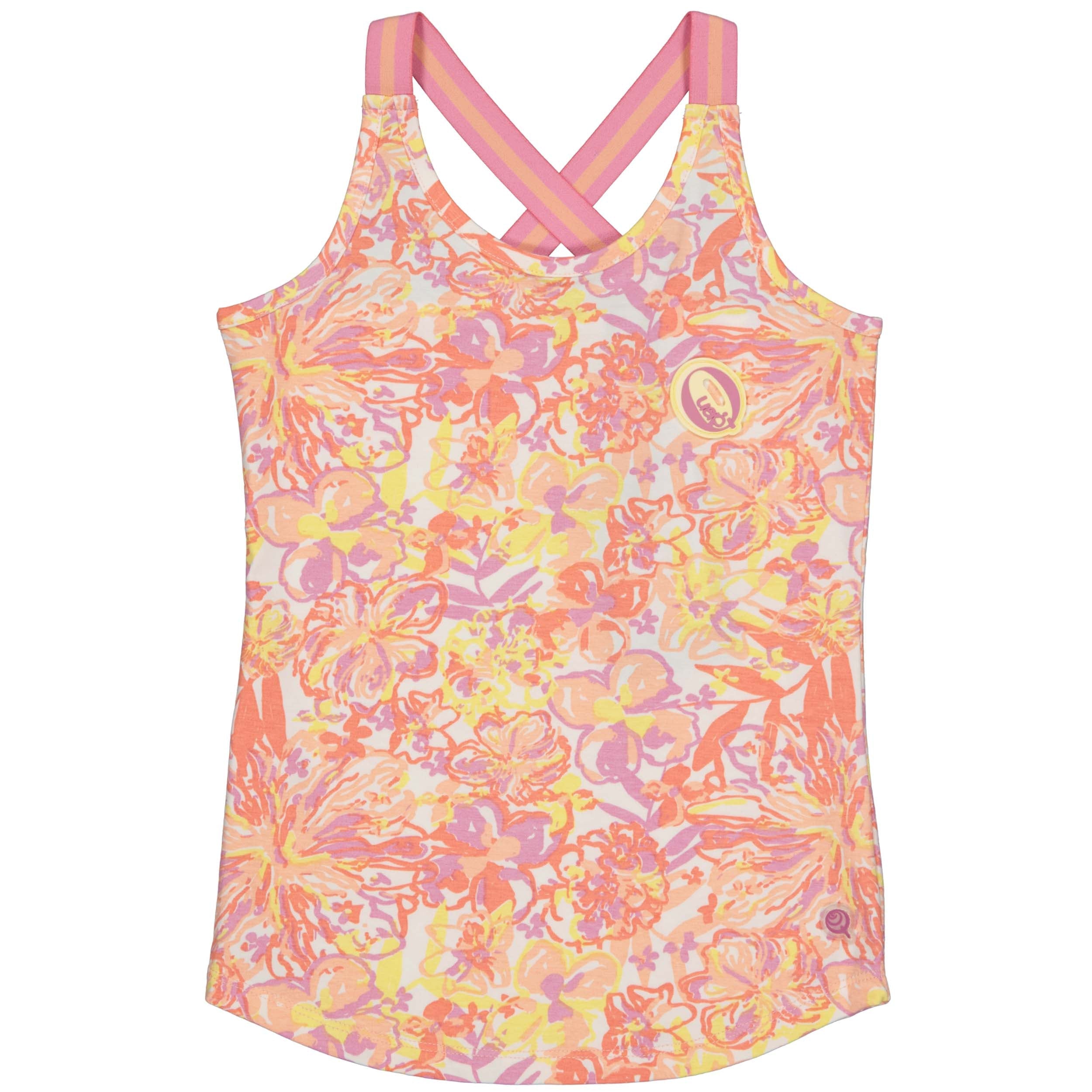 Meisjes SInglet BODIENQS243-1901 van Quapi in de kleur AOP White Flower in maat 122-128.