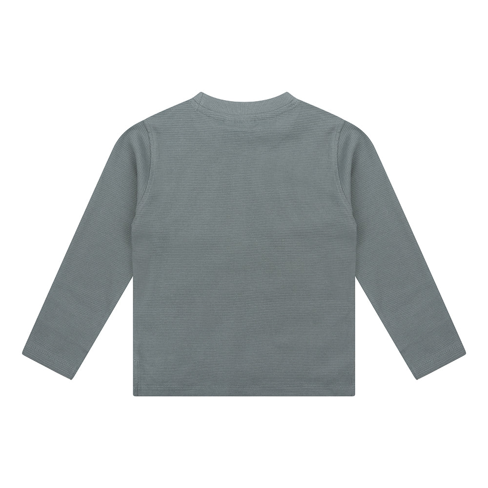 Jongens Organic T-shirt Longsleeve Pocket van Daily7 in de kleur Stone Green in maat 128.