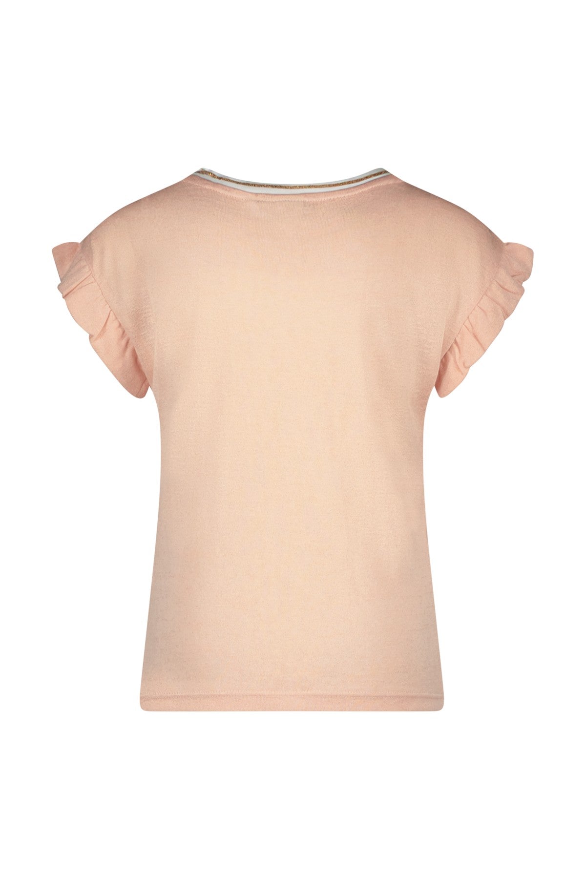 Meisjes Metallic Jersey Ruffle Rib Tee van Like Flo in de kleur Sorbet in maat 140.