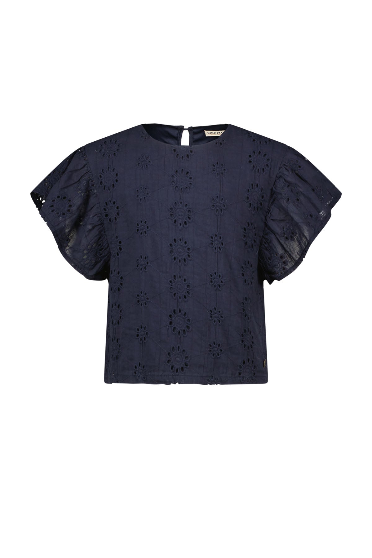 Like Flo Claire Broderie Anglais Top With Buttons On Shoulder