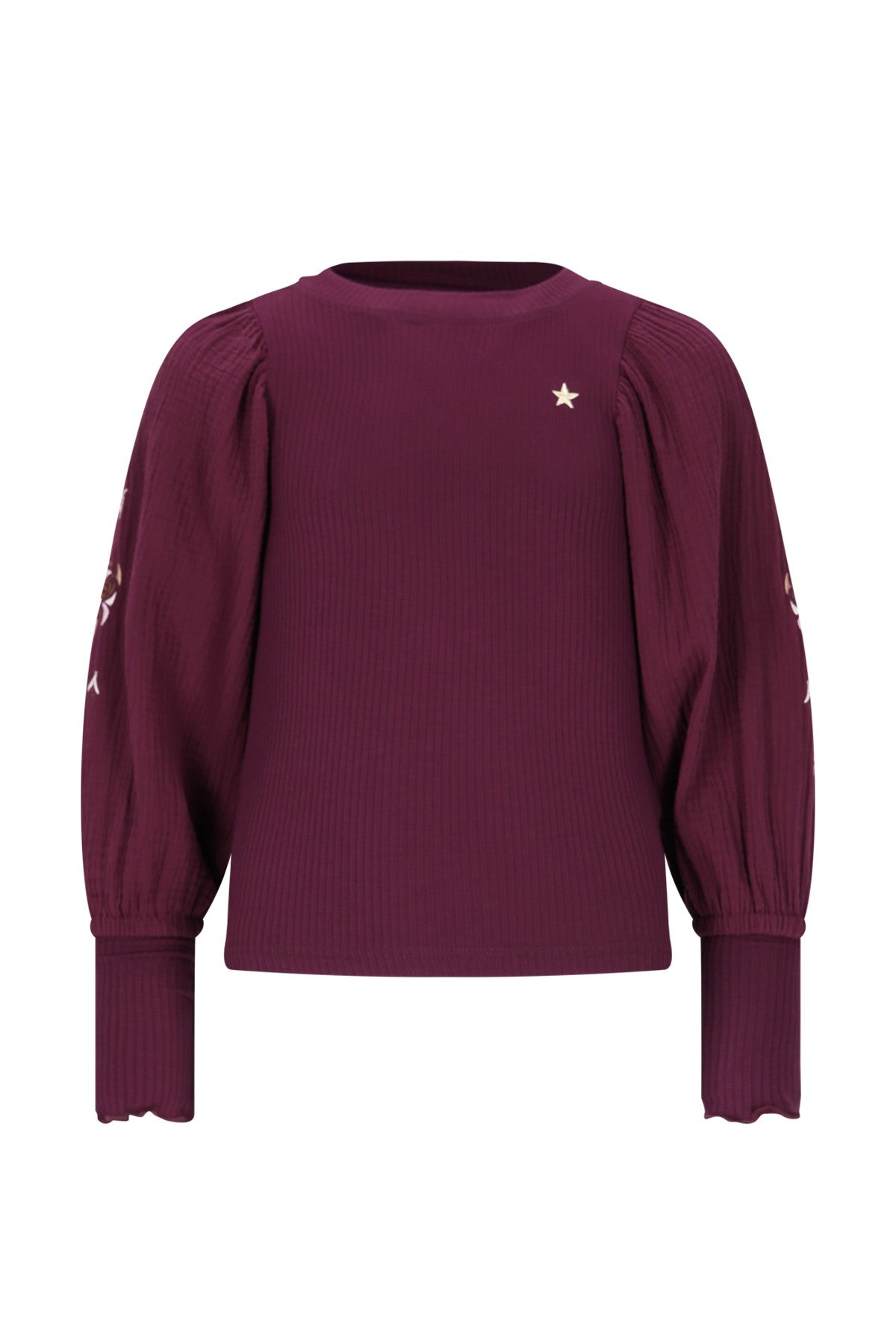 Like Flo Eloise top with rib body and balloon sleeves