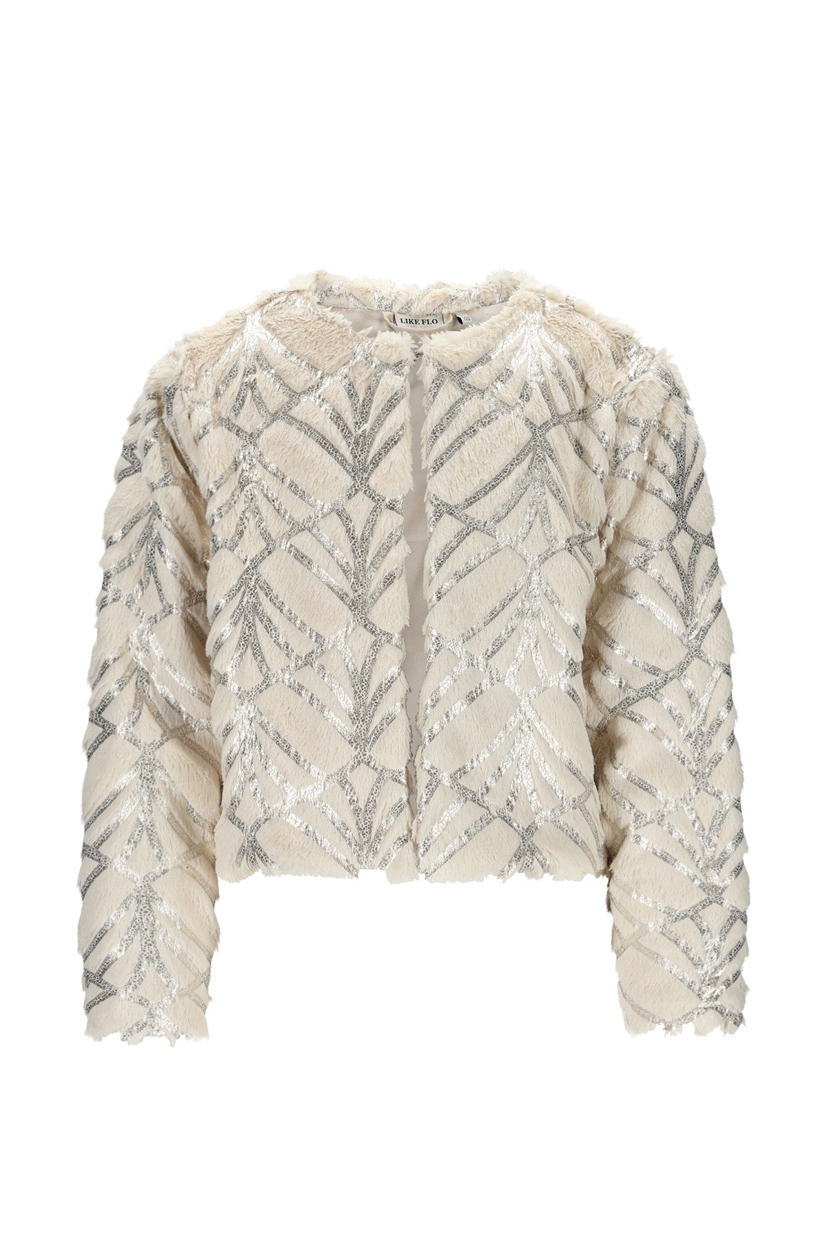 Meisjes Doris fancy fur cardigan van Like Flo in de kleur Kit in maat 134-140.