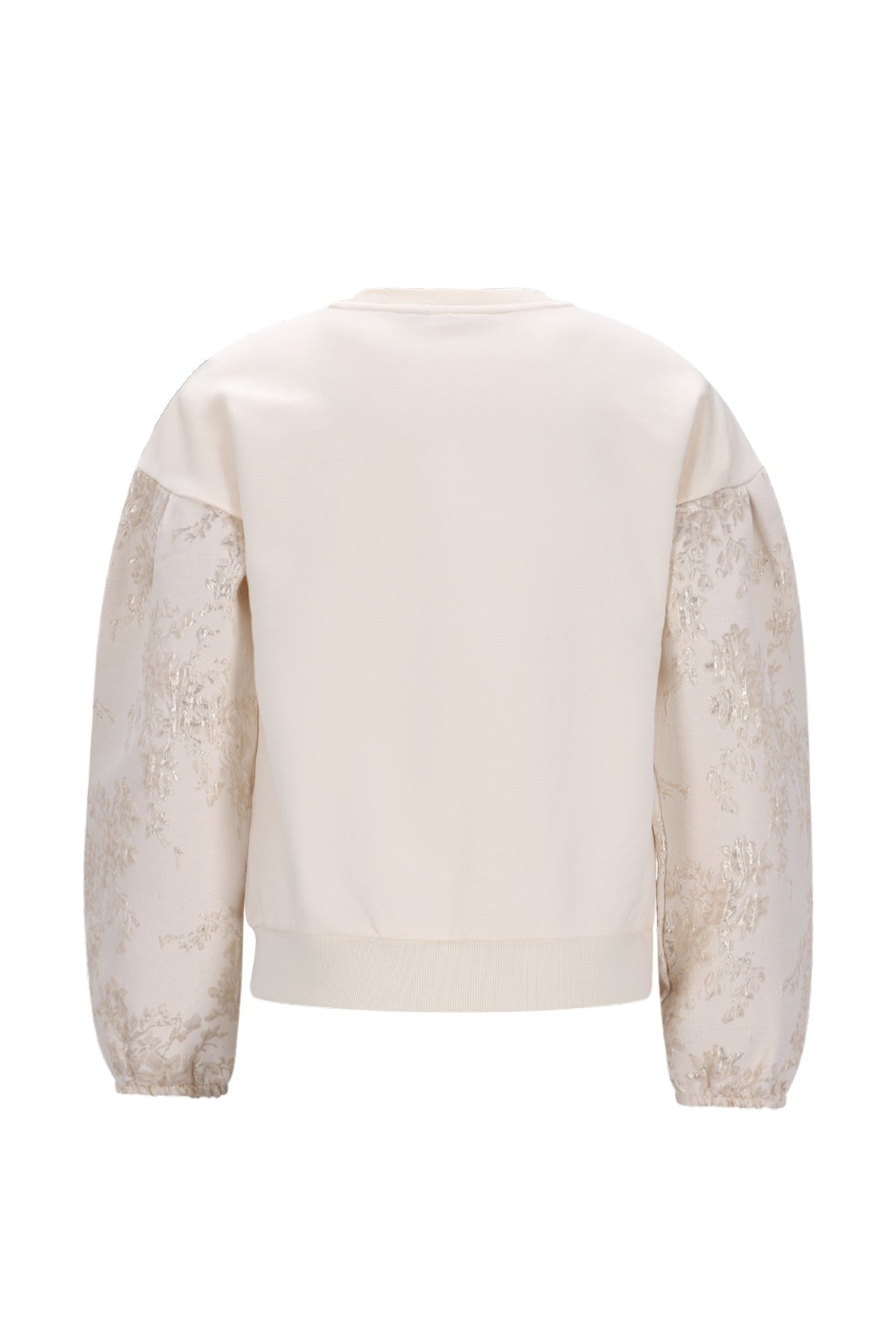 Meisjes Dolly sweater with jacquard sleeves van Like Flo in de kleur Off white in maat 134-140.