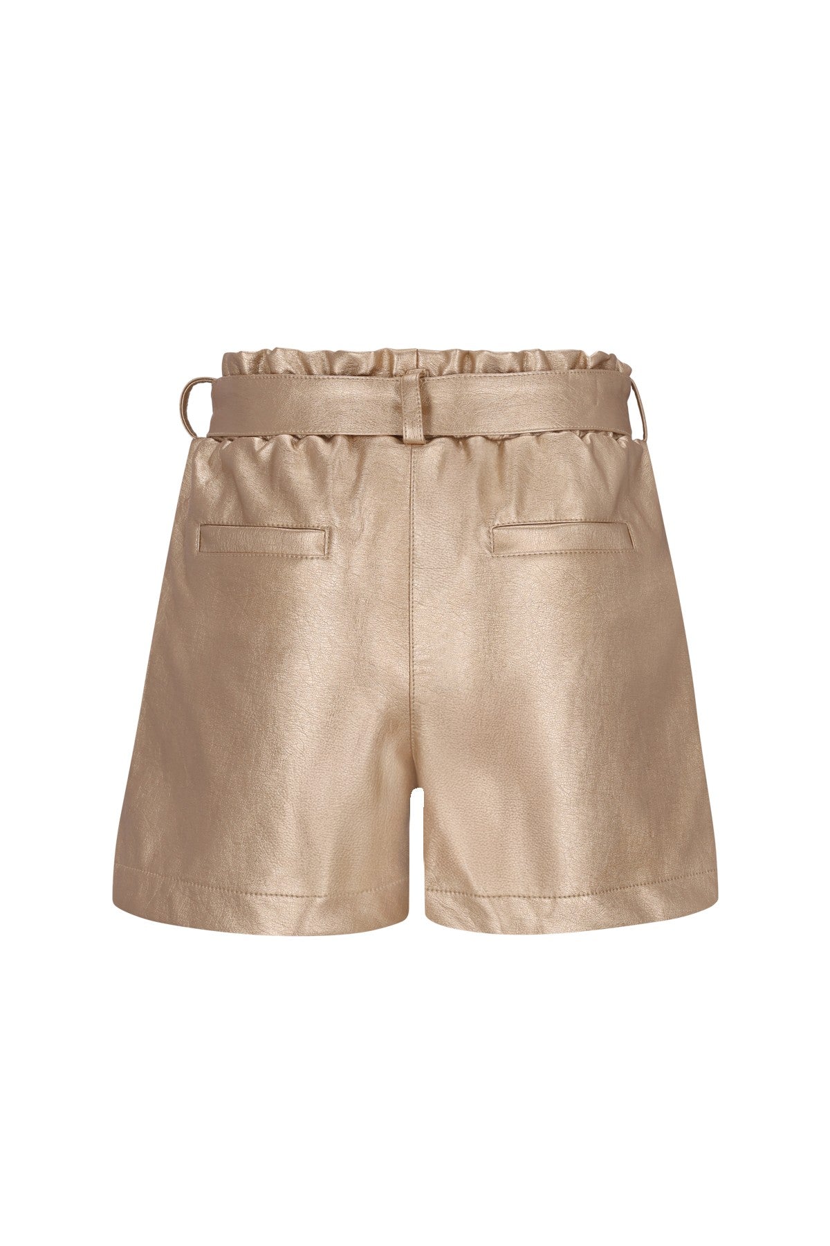 Meisjes Fay-Linn fake leather short with shell belt van Like Flo in de kleur Gold in maat 134-140.