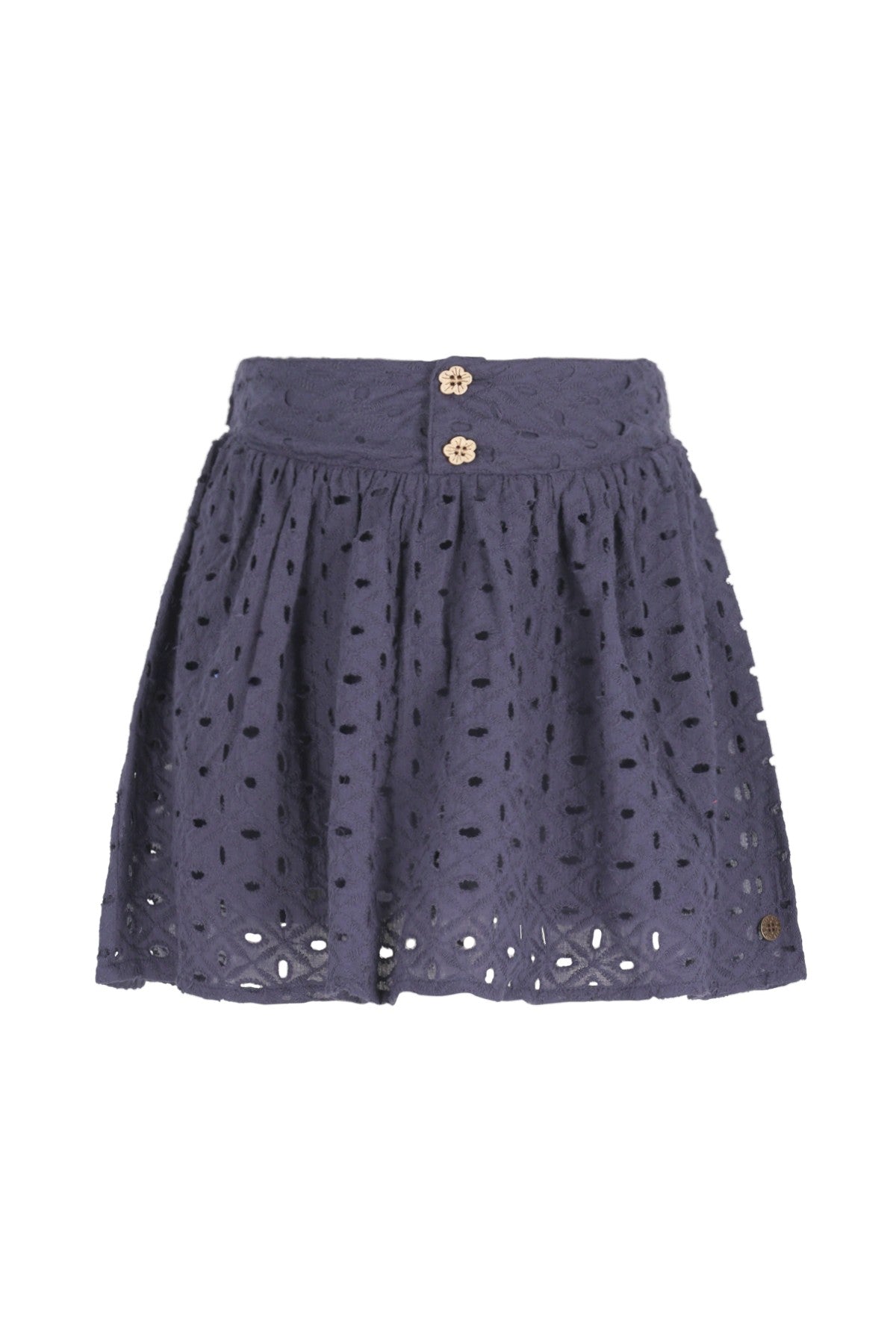 Meisjes Silvanna broderie anglaise skirt van Like Flo in de kleur Navy in maat 134-140.