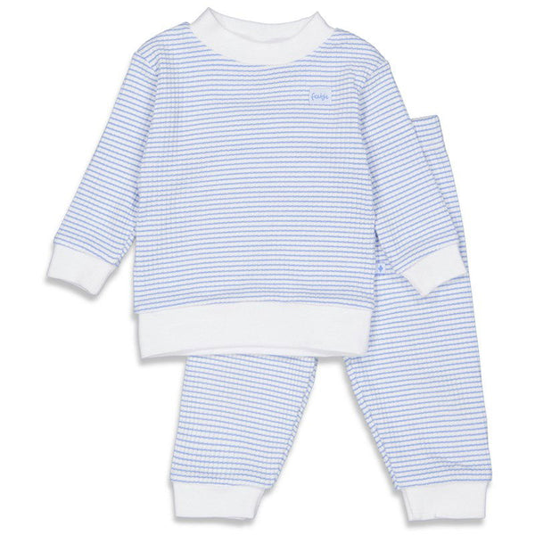 Feetje Pyjama wafel - Blauw - Bubbles & Bo