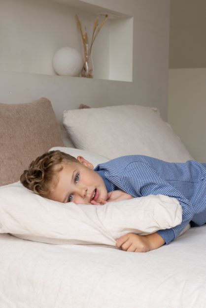 Feetje Pyjama wafel - Blauw Melange - Bubbles & Bo