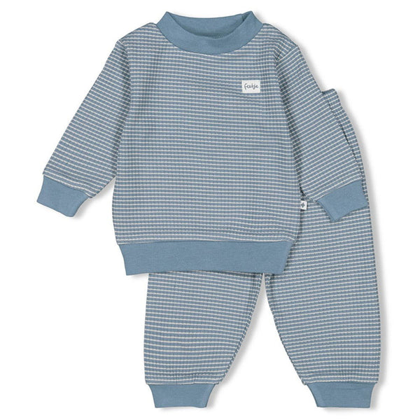 Feetje Pyjama wafel - IJsblauw - Bubbles & Bo