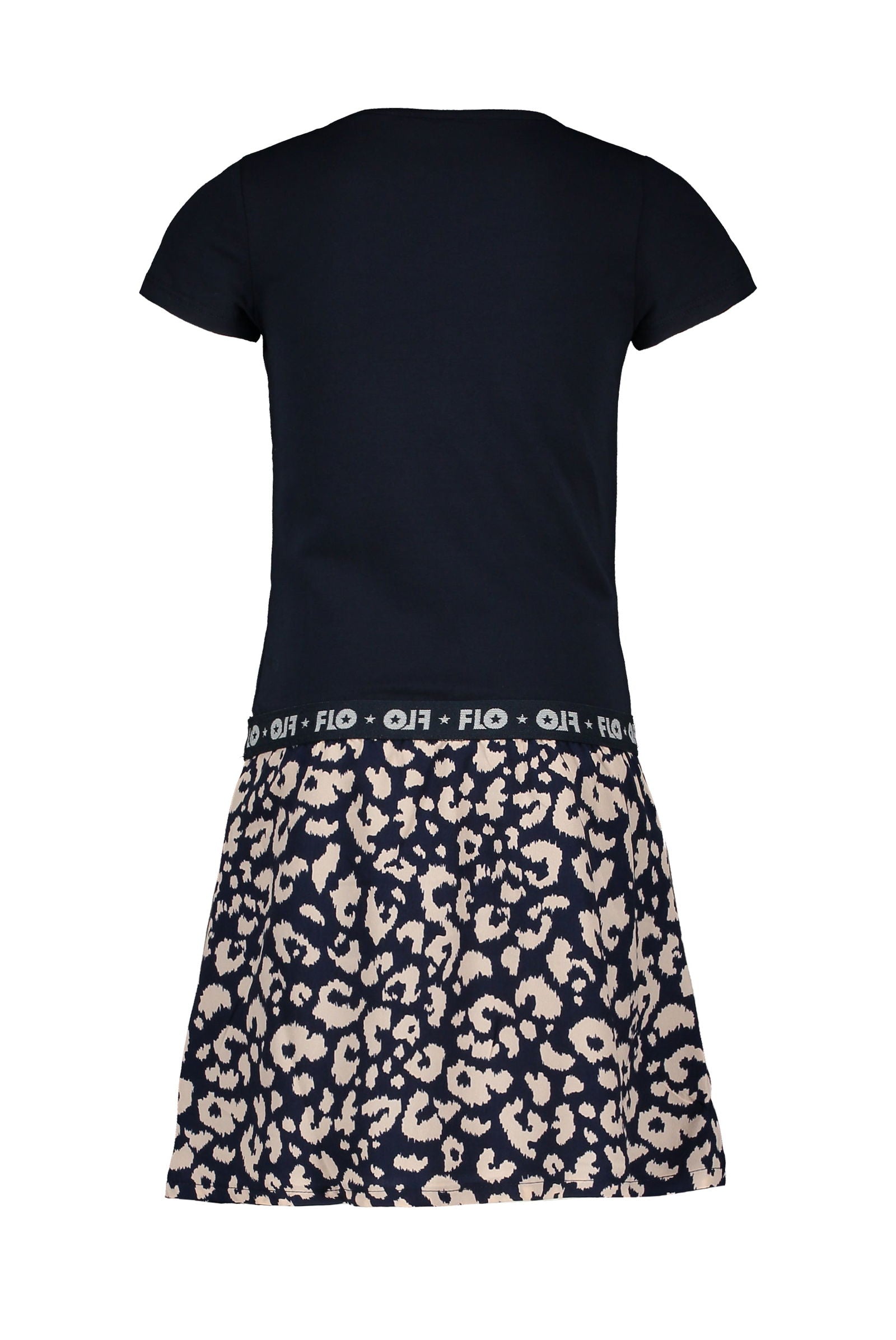 Flo Flo girls navy dress with AO indigo animal skirt - Bubbles & Bo