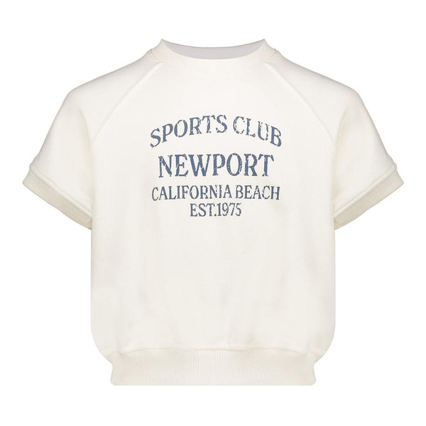 Meisjes Sweater sports club ss van Geisha in de kleur Off-white/jeansblue in maat 176.