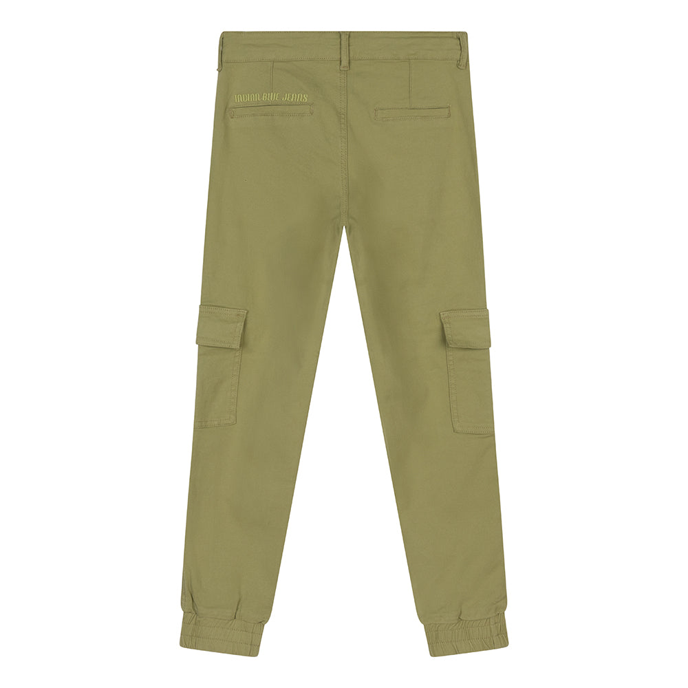 Meisjes Jeans Cargo Worker Fit van Indian Blue Jeans in de kleur Olive in maat 176.
