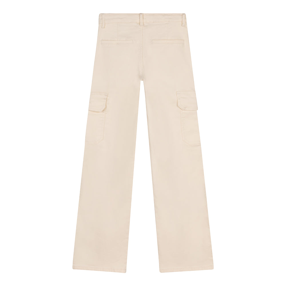 Meisjes Jeans Cargo Denim Wide Fit van Indian Blue Jeans in de kleur Lily White in maat 176.