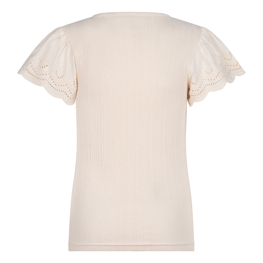 Meisjes T-Shirt Broderie Anglaise van Indian Blue Jeans in de kleur Sandshell in maat 176.