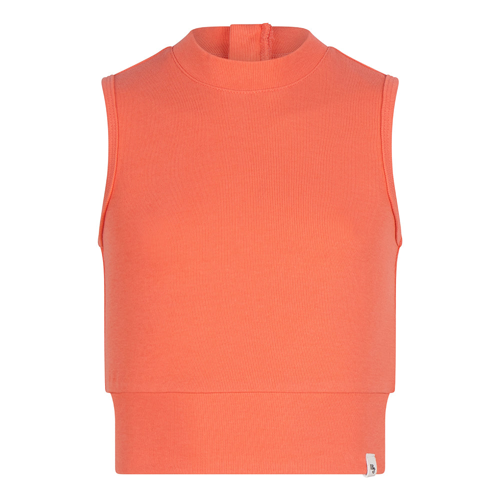 Meisjes Cropped Singlet Rib Zip van Indian Blue Jeans in de kleur Bright Coral in maat 176.