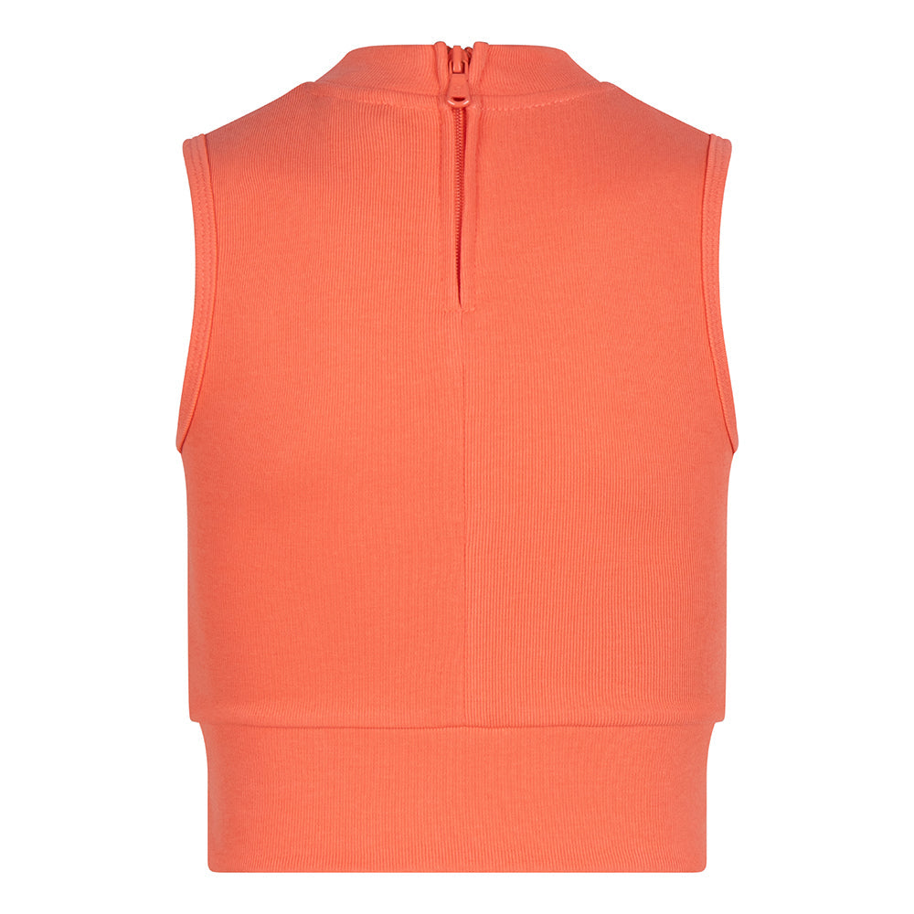 Meisjes Cropped Singlet Rib Zip van Indian Blue Jeans in de kleur Bright Coral in maat 176.
