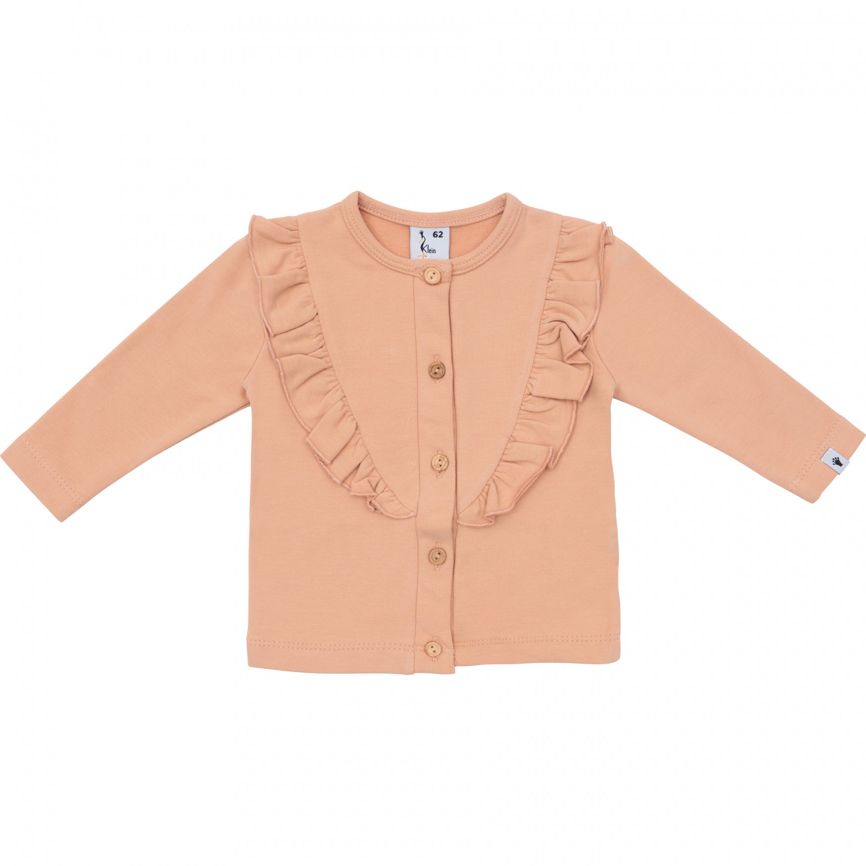 Meisjes Cardigan Ruffle van Klein Baby in de kleur Dusty Coral in maat 74.
