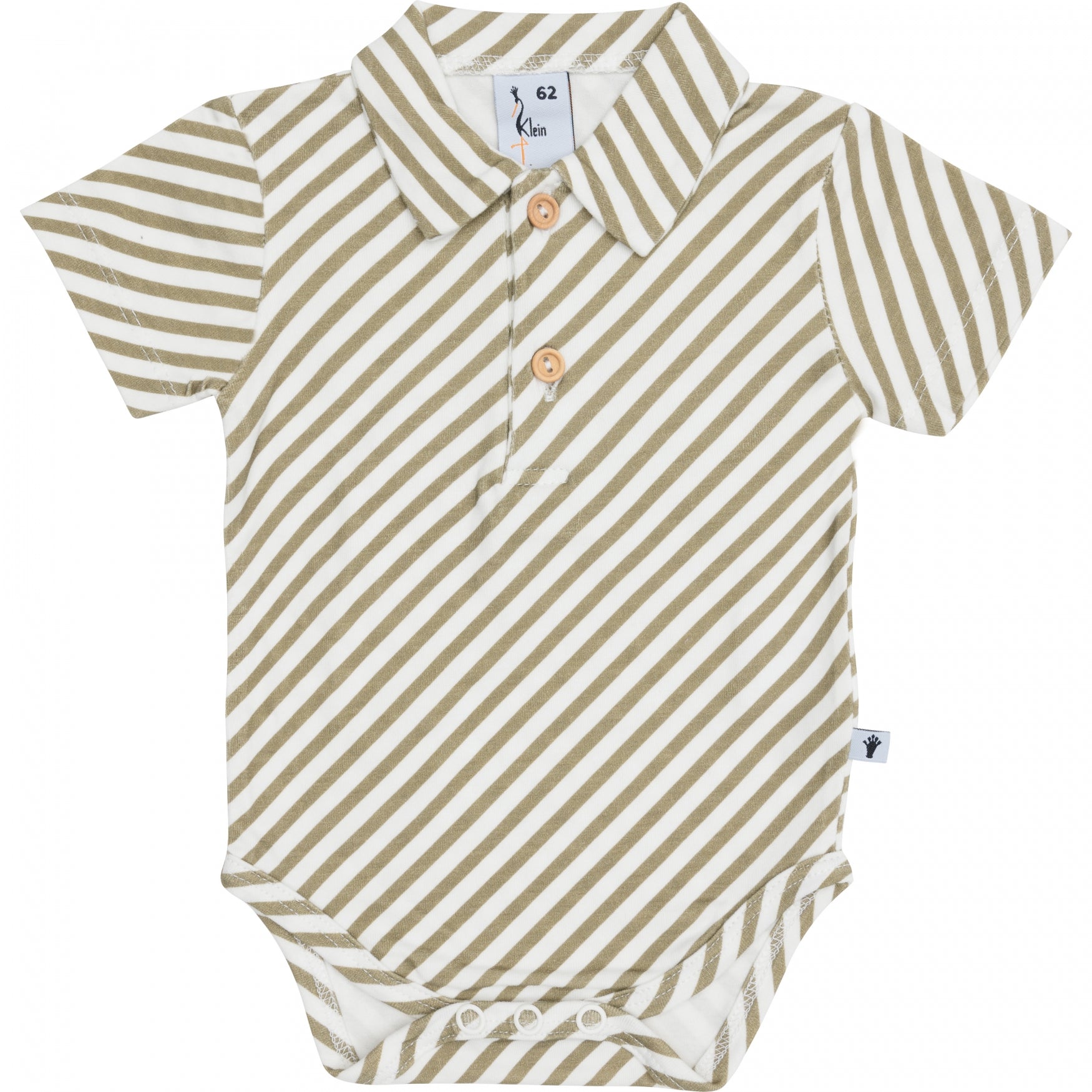 Jongens Polobody van Klein Baby in de kleur Stripe Off White/Twill in maat 74.