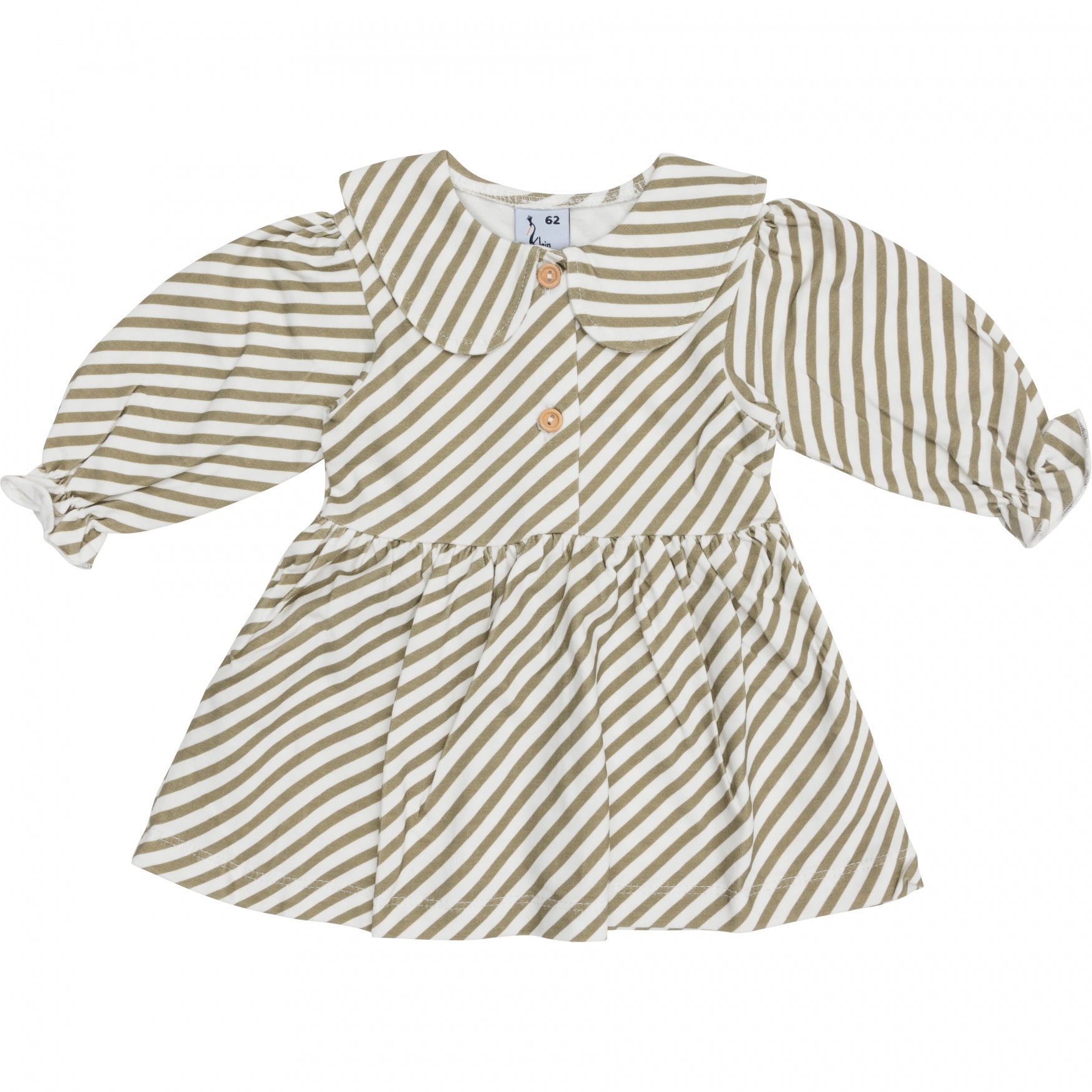 Meisjes Dress Polo Longsleeve van Klein Baby in de kleur Stripe Off White/Twill in maat 74.