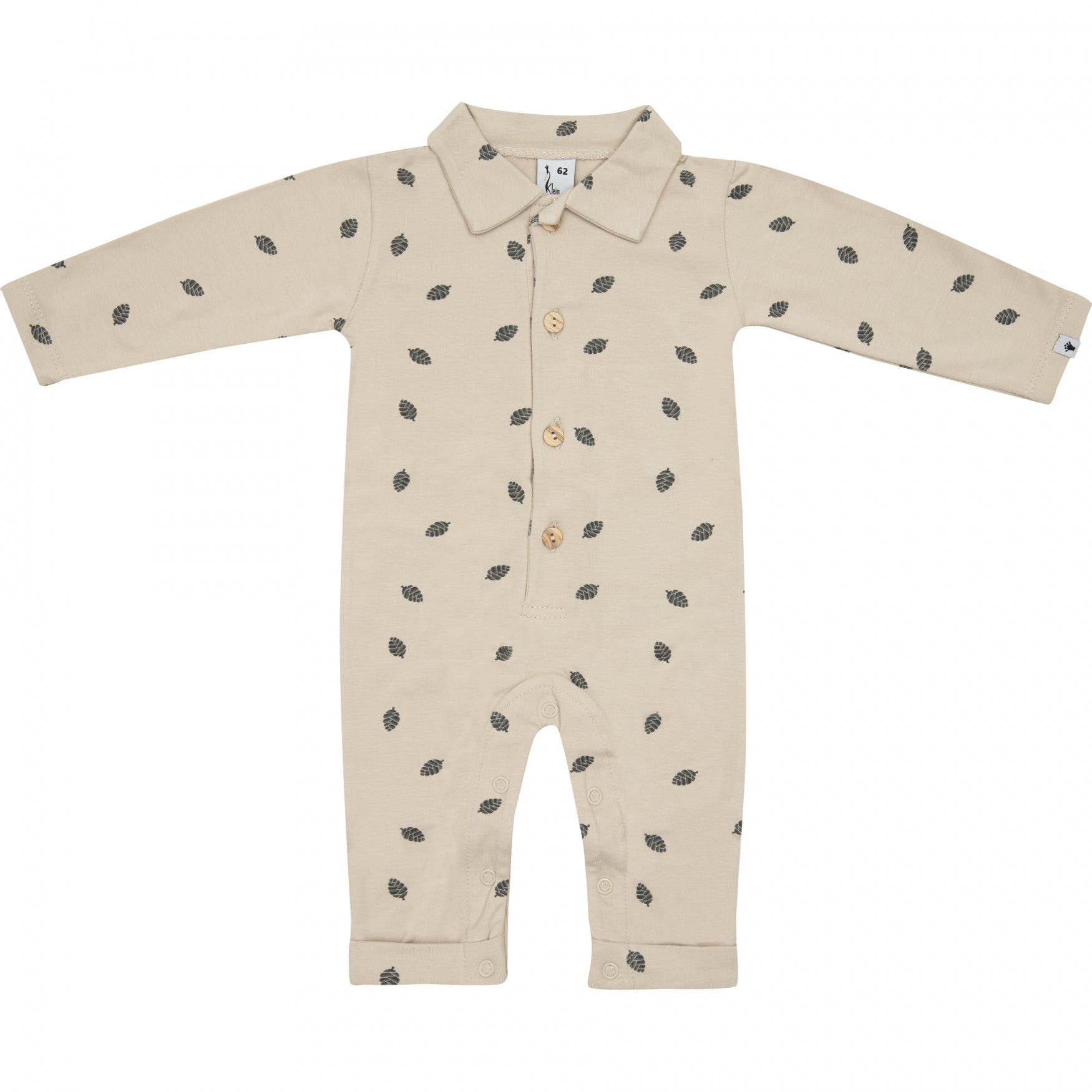 Jongens Polo Jumpsuit van Klein Baby in de kleur AOP Pinecone in maat 68.