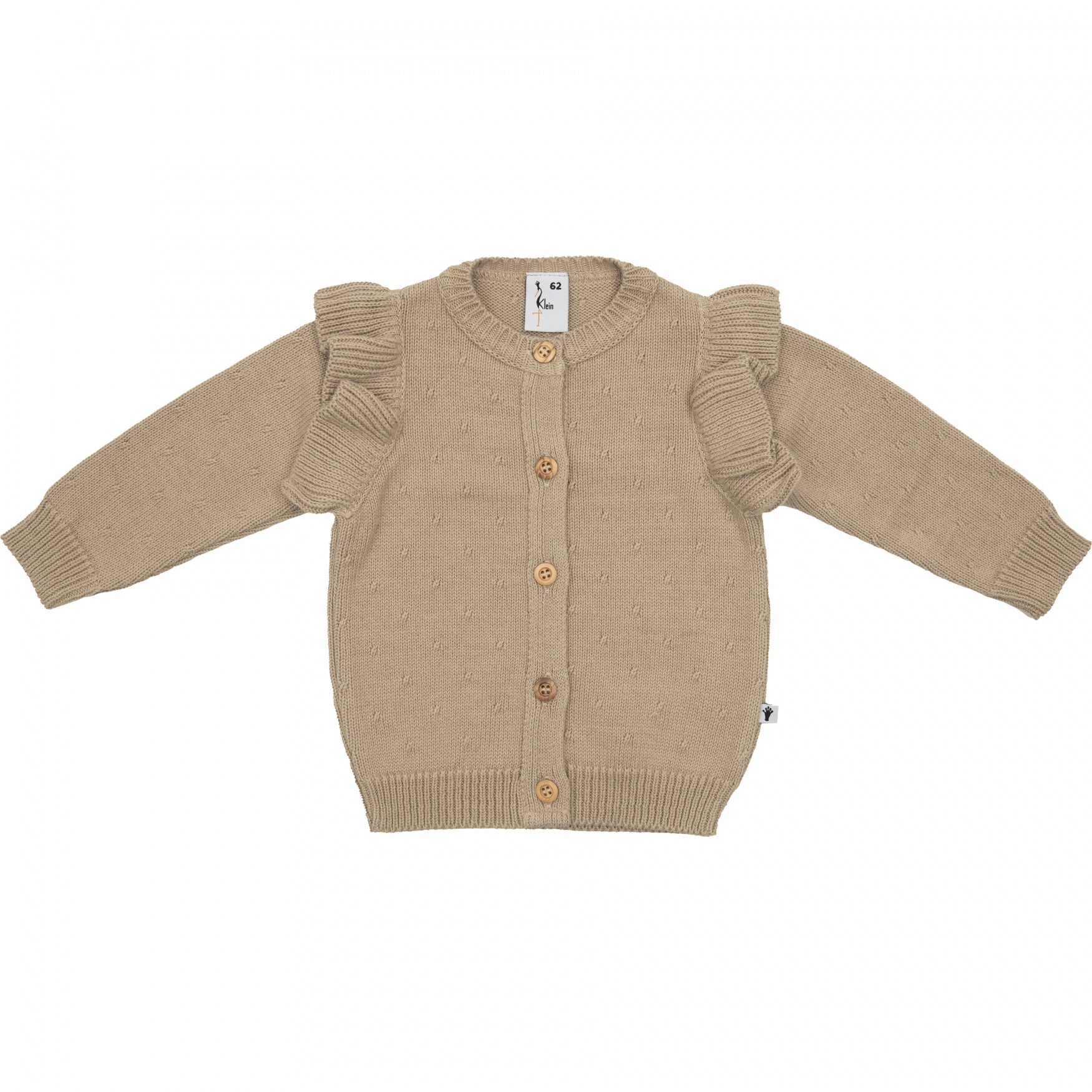 Meisjes Knitted Cardigan Ruffle van Klein Baby in de kleur Filipe Beige in maat 74.