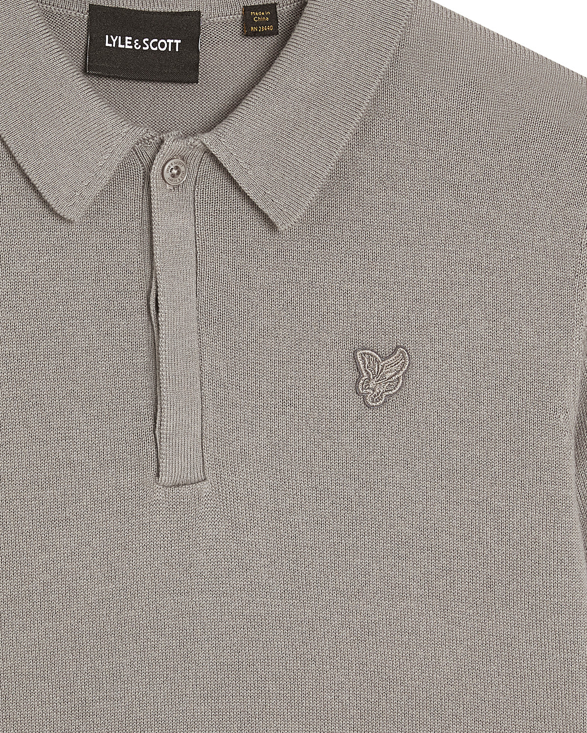 Jongens LS Knitted Polo Shirt van Lyle & Scott in de kleur X852 Sharkskin in maat 170-176.