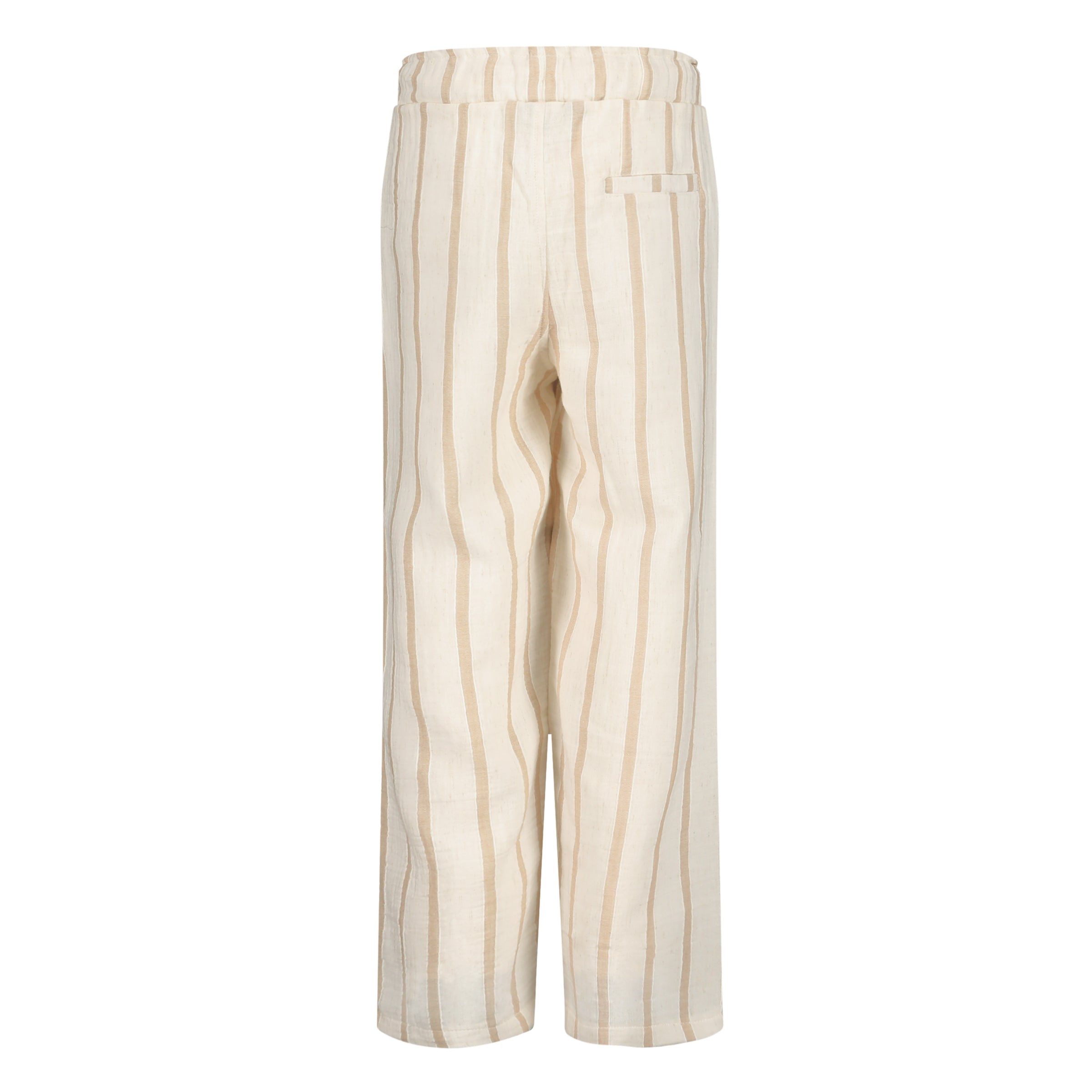 Meisjes PANTS STACY van Little Levv in de kleur AOP Taupe Stripe in maat 128.