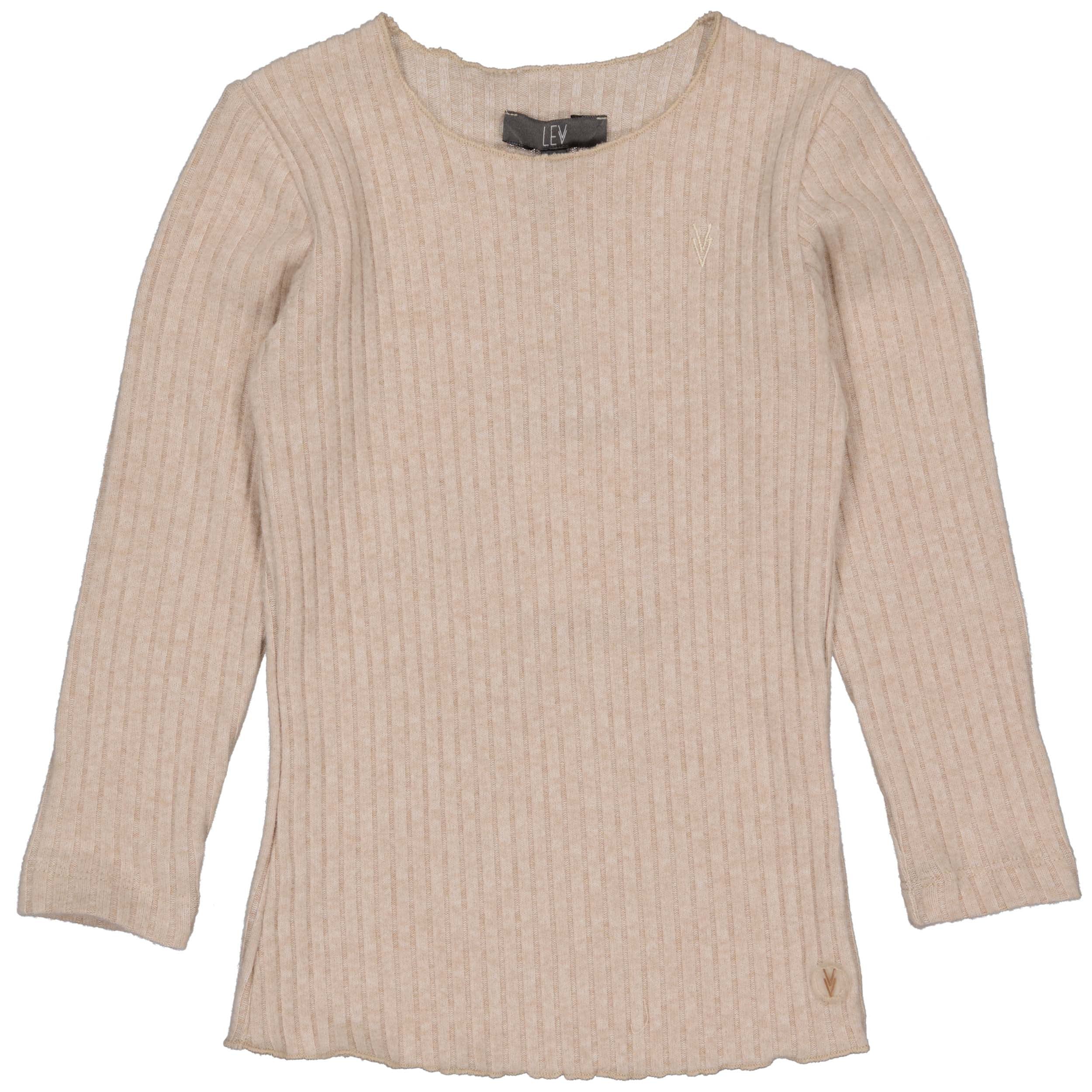 Meisjes Longsleeve MEESJELS241 van Little Levv in de kleur Taupe in maat 128.