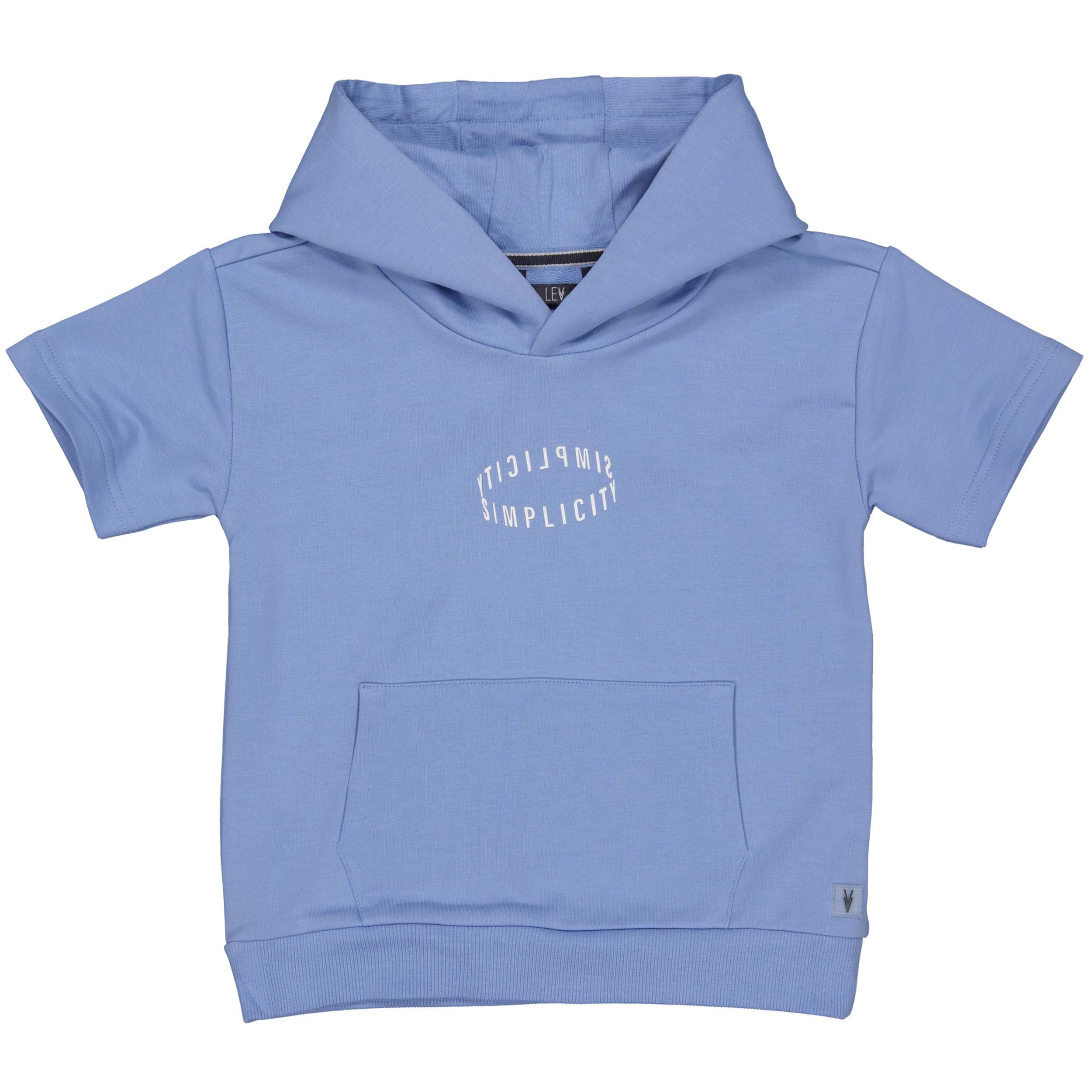Jongens Shortsleeve Sweater MELLELS242 van Little Levv in de kleur Mid Blue in maat 128.
