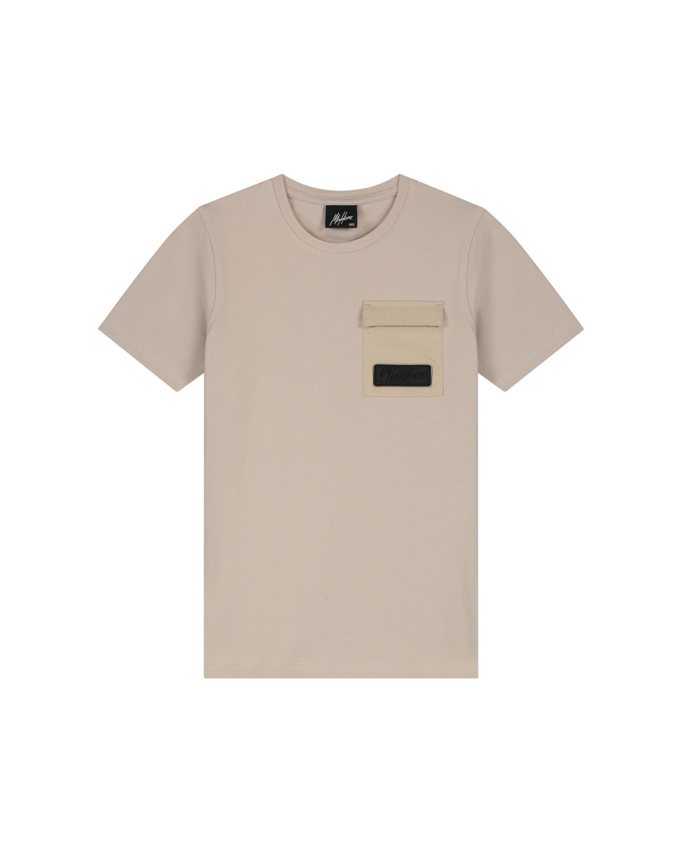 Jongens Malelions Junior Nylon Pocket T-Shirt van Malelions in de kleur Taupe in maat 176.