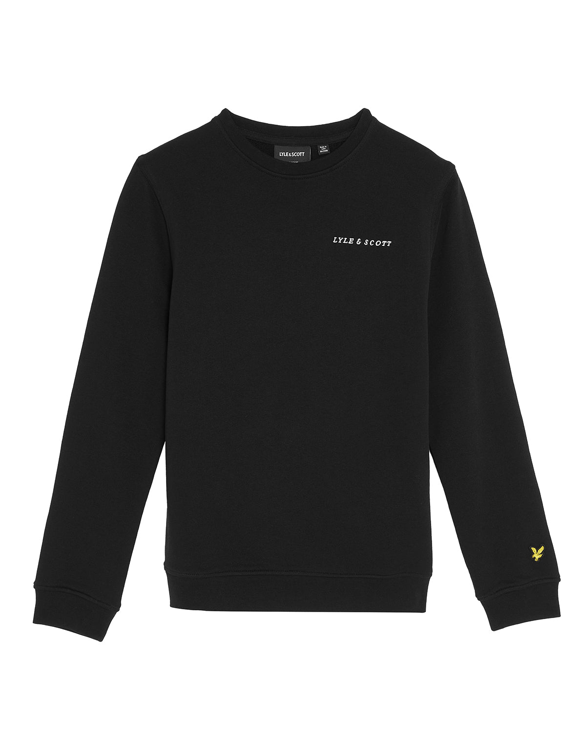 Jongens Script Crew Neck Sweatshirt van Lyle & Scott in de kleur Z865 Jet Black in maat 170-176.