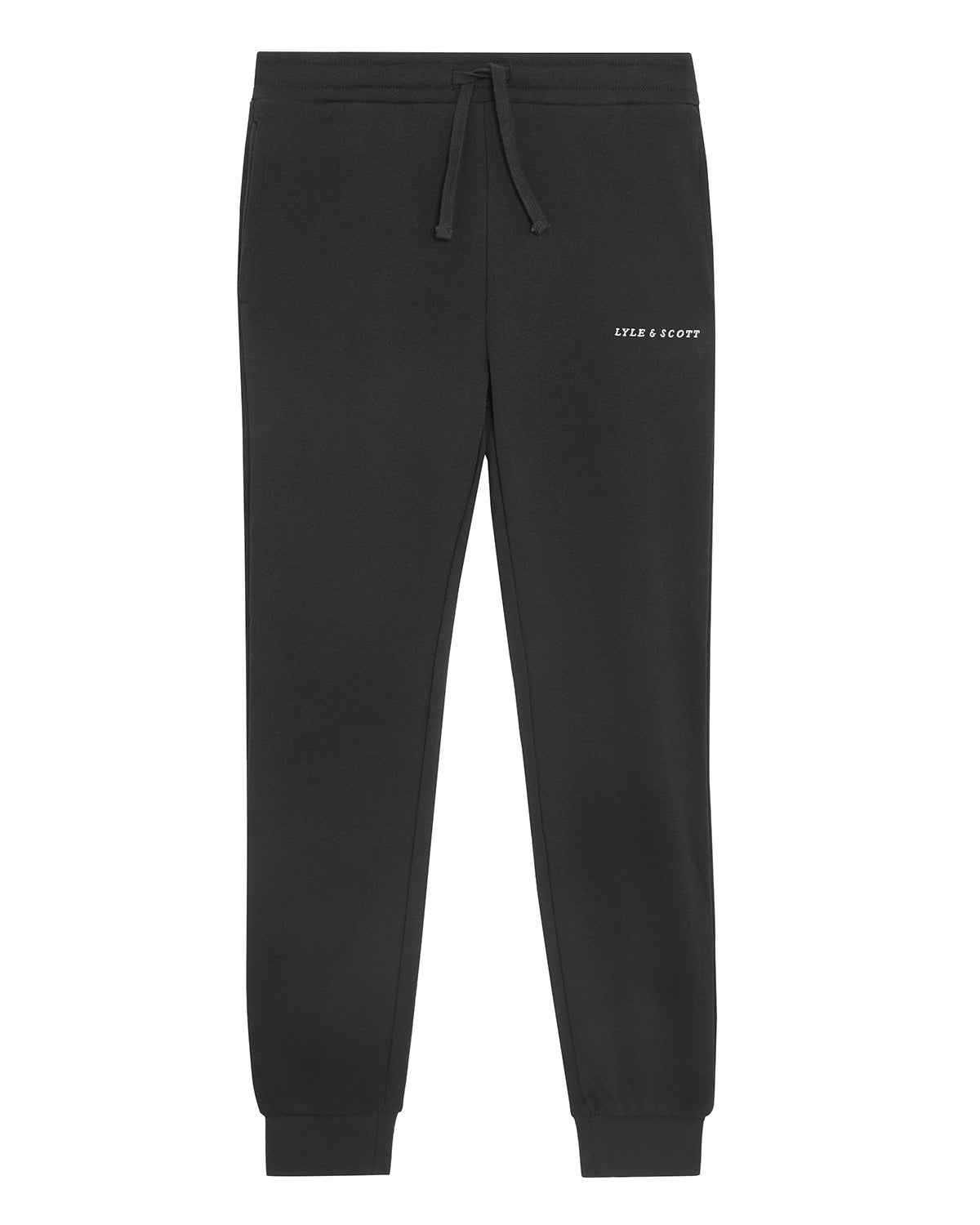 Jongens Script Embroidered Sweatpant van Lyle & Scott in de kleur Z865 Jet Black in maat 170-176.