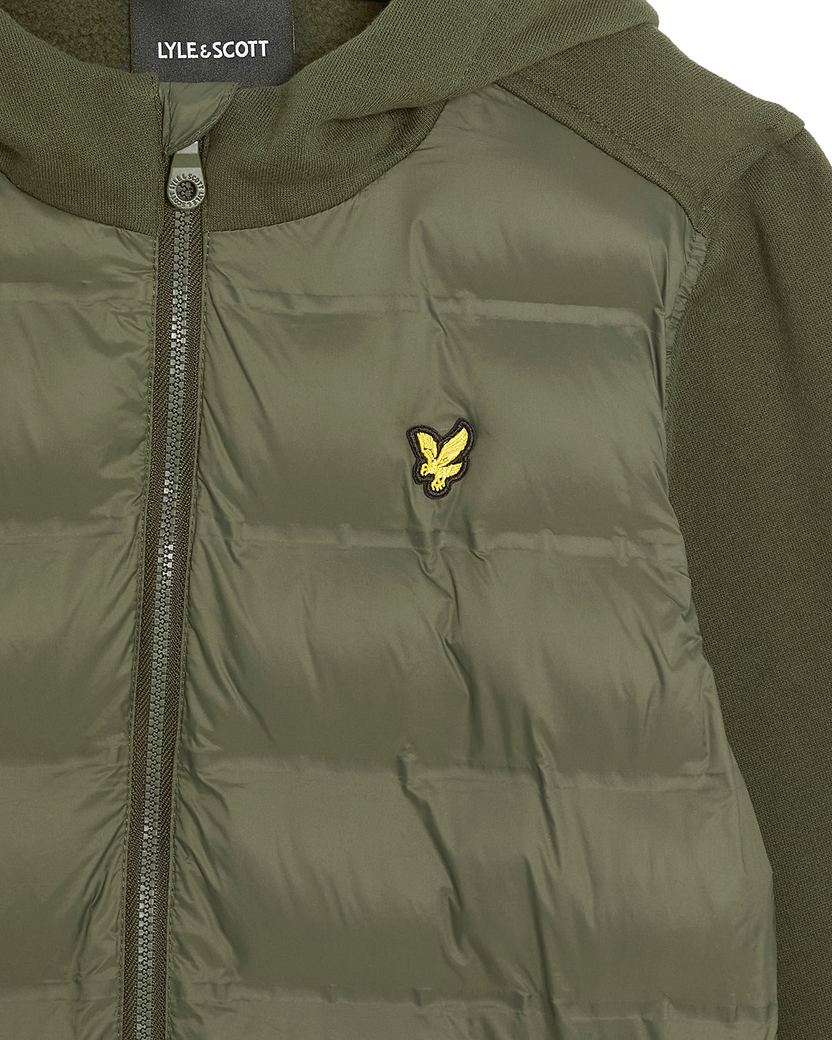 Jongens Hybrid Hoodie van Lyle & Scott in de kleur X848 Deep Depths in maat 170-176.