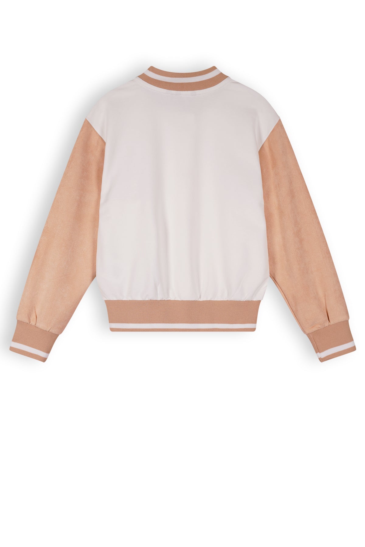 Meisjes Darsy Girls Varsity Sweat Jacket van NoNo in de kleur Snow White in maat 134-140.
