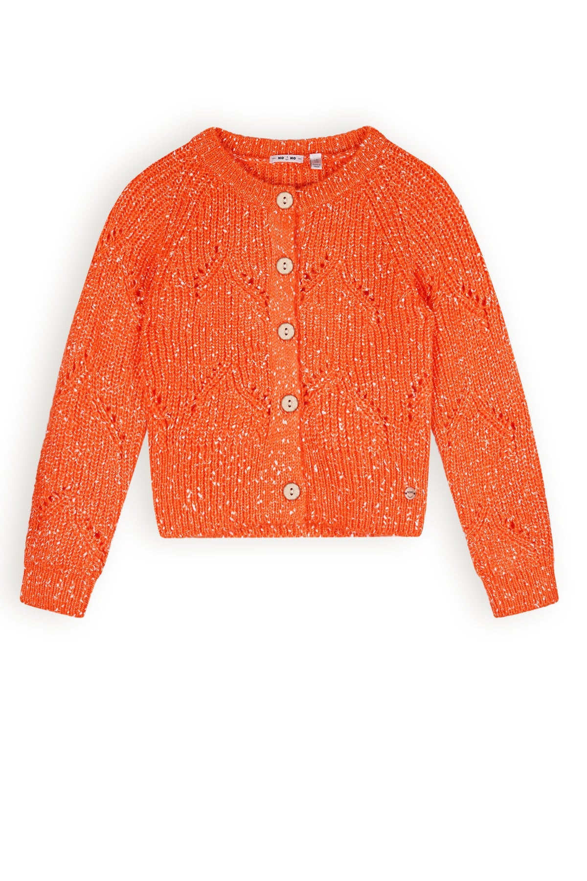 Meisjes Aloha Nebs Yarn knitted cardigan van NoNo in de kleur Flame Red in maat 134-140.