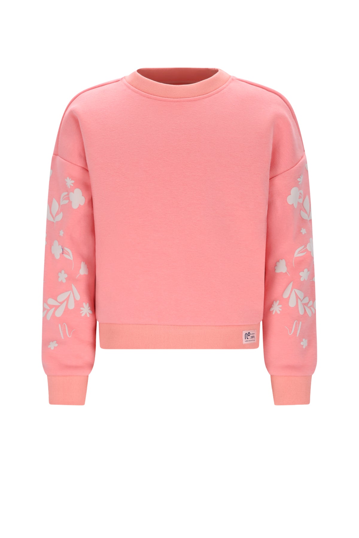 Meisjes Konono Furry Sweat with Sleeveprint van NoNo in de kleur Lovely Lychee Pink in maat 134-140.